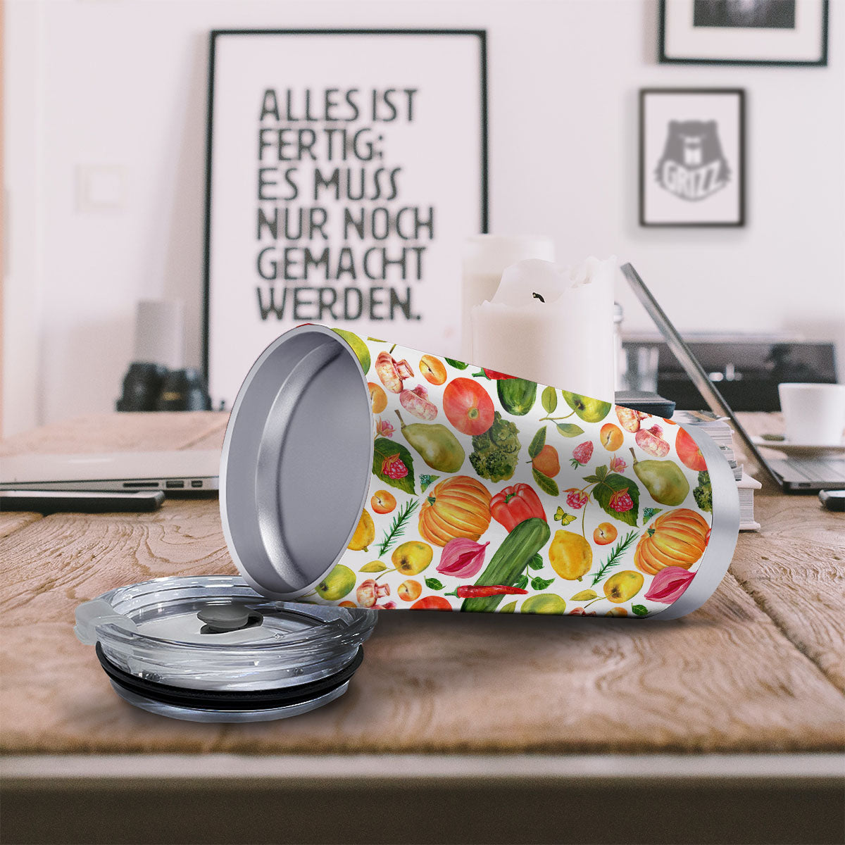 Vegetables And Vegan Fruits Print Pattern Tumbler-grizzshop