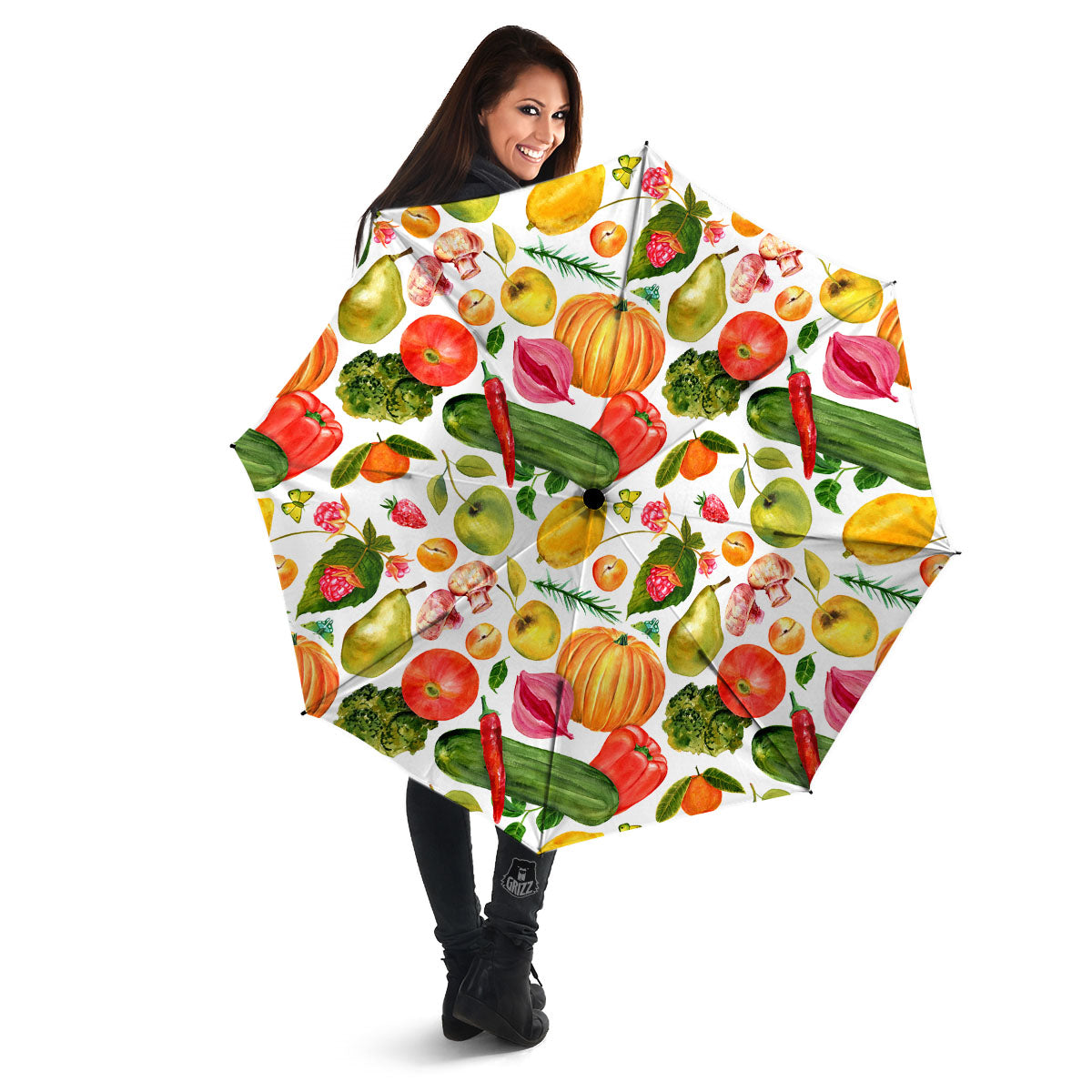 Vegetables And Vegan Fruits Print Pattern Umbrella-grizzshop