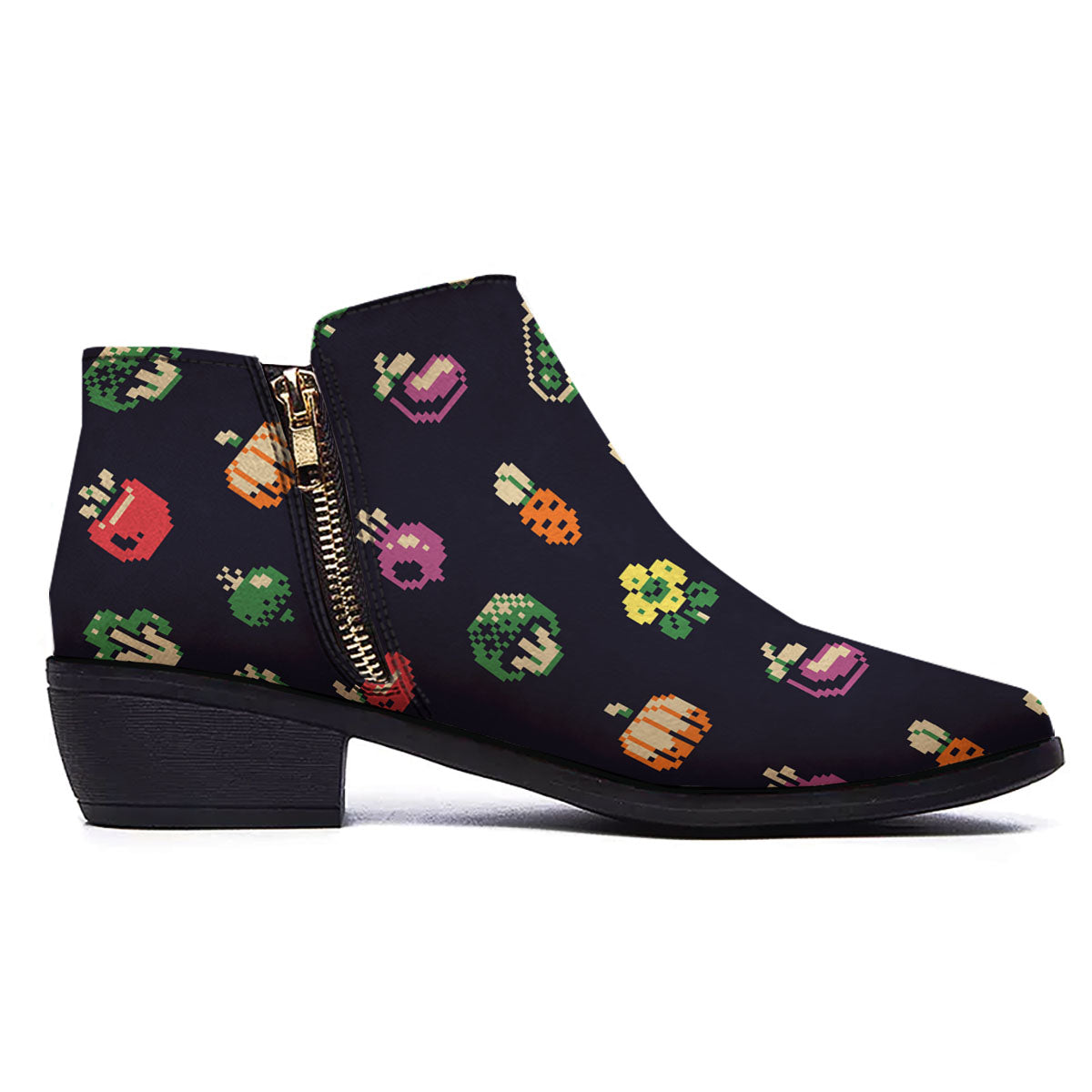 Vegetables Pixel Print Pattern Ankle Boots-grizzshop