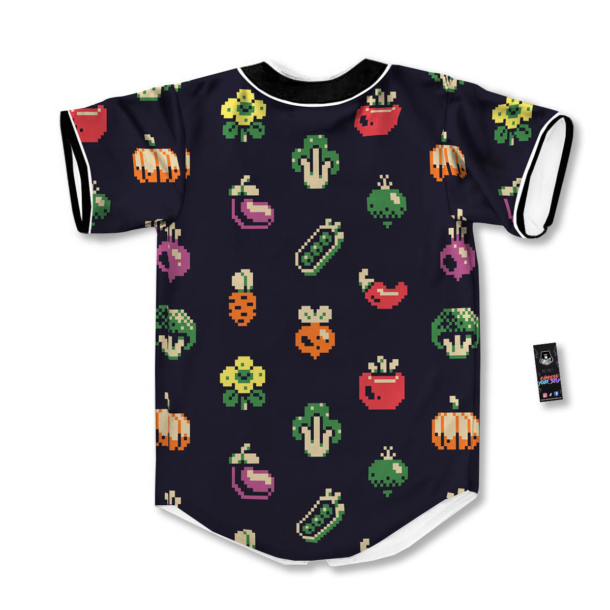 Vegetables Pixel Print Pattern Baseball Jersey-grizzshop