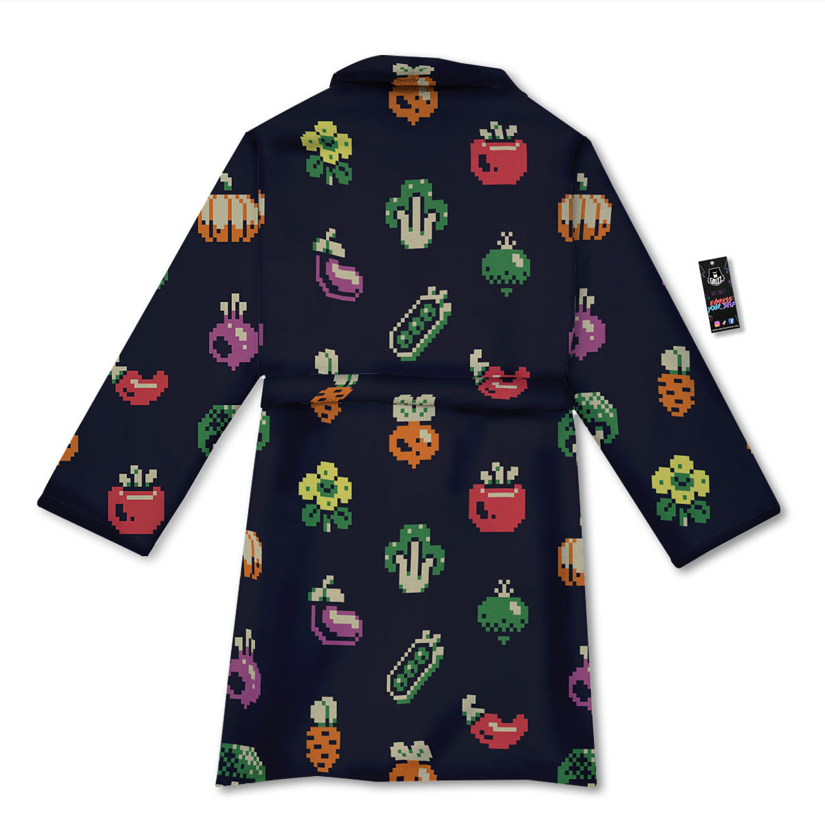 Vegetables Pixel Print Pattern Bathrobe-grizzshop