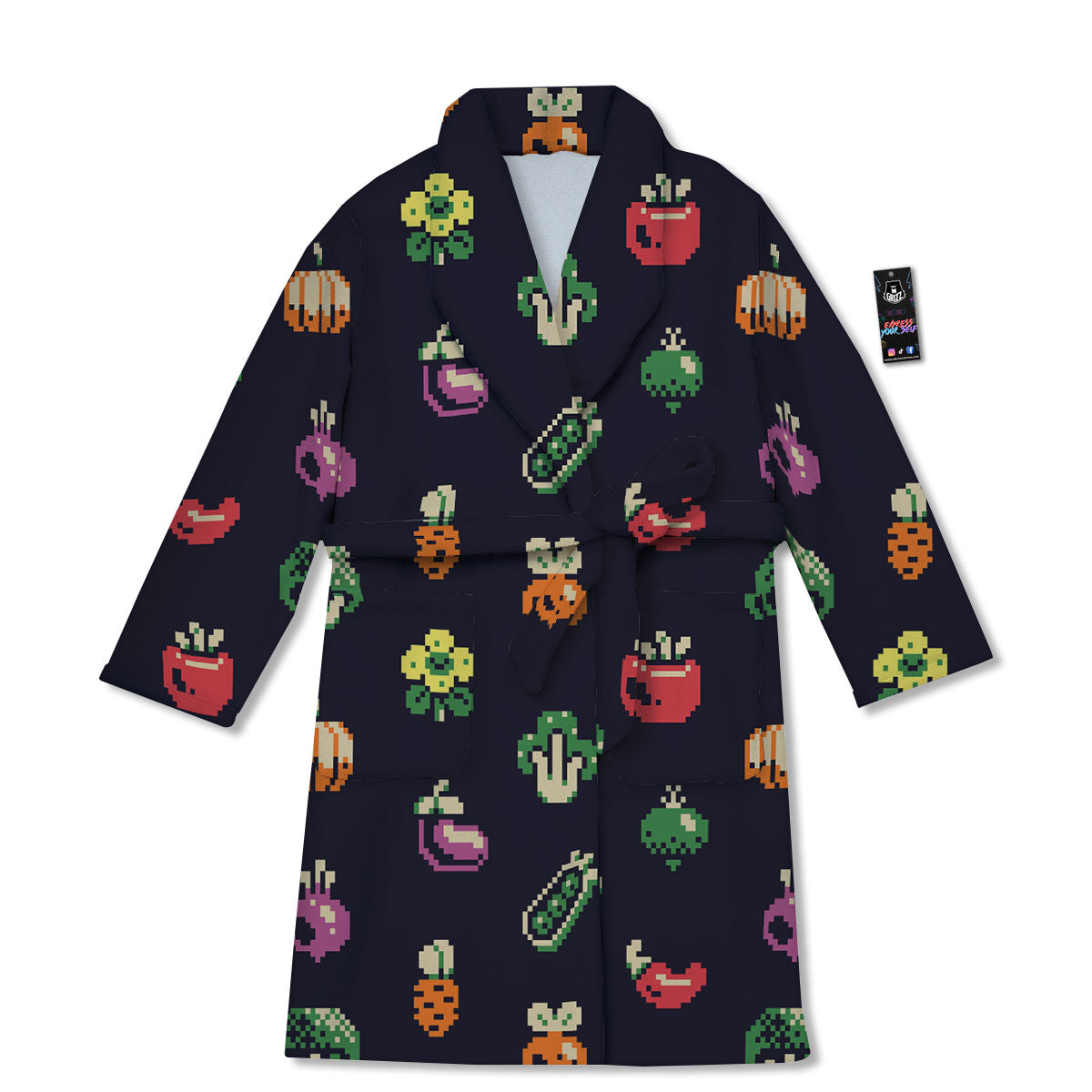 Vegetables Pixel Print Pattern Bathrobe-grizzshop