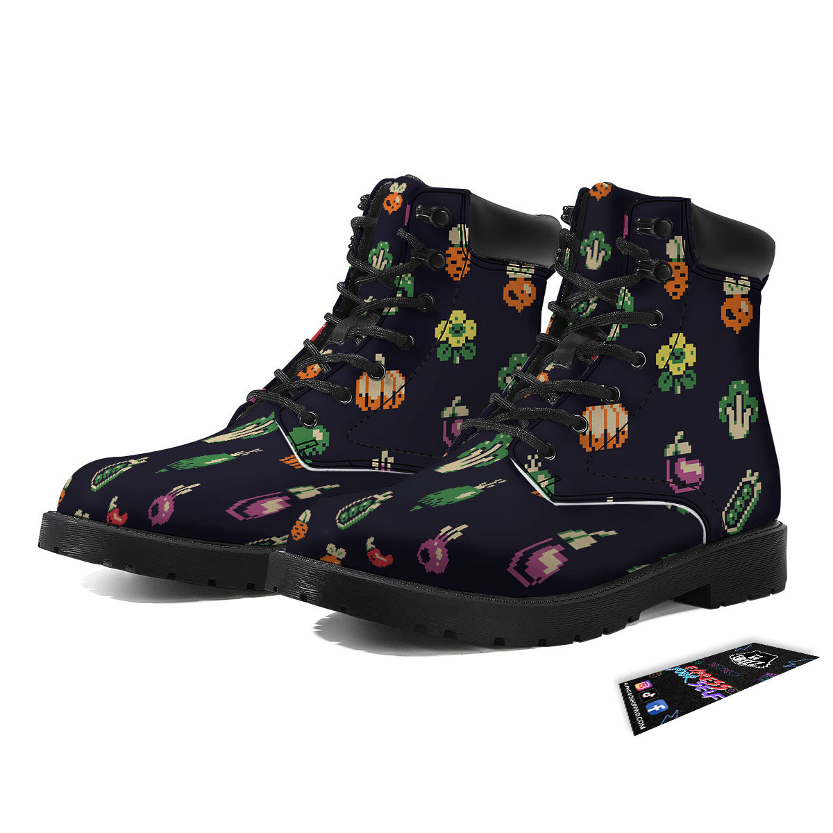 Vegetables Pixel Print Pattern Boots-grizzshop