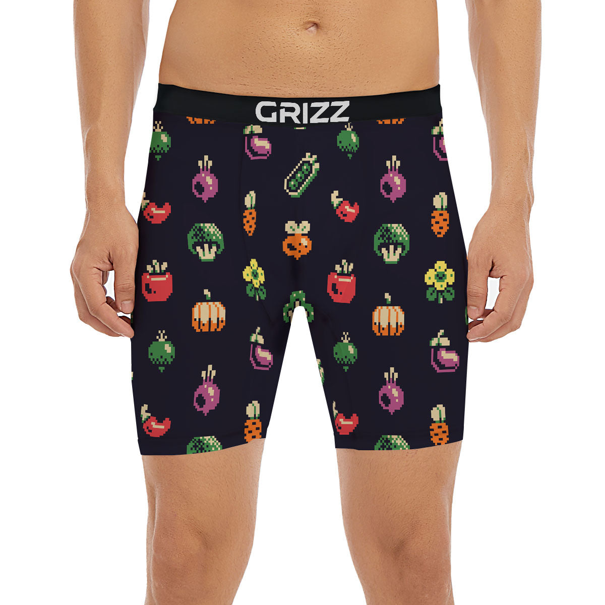 Vegetables Pixel Print Pattern Boxer Briefs-grizzshop