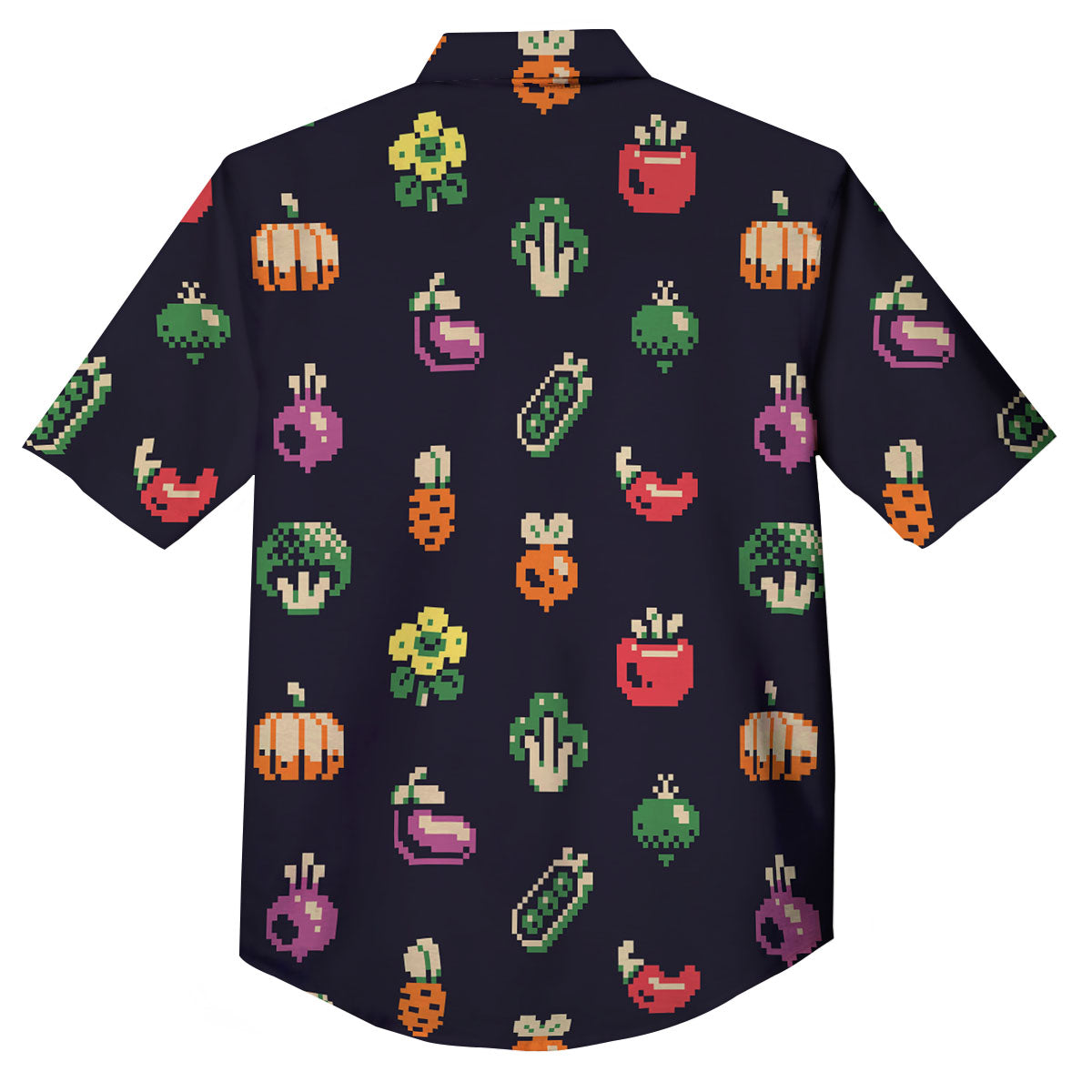 Vegetables Pixel Print Pattern Button Up Shirt-grizzshop