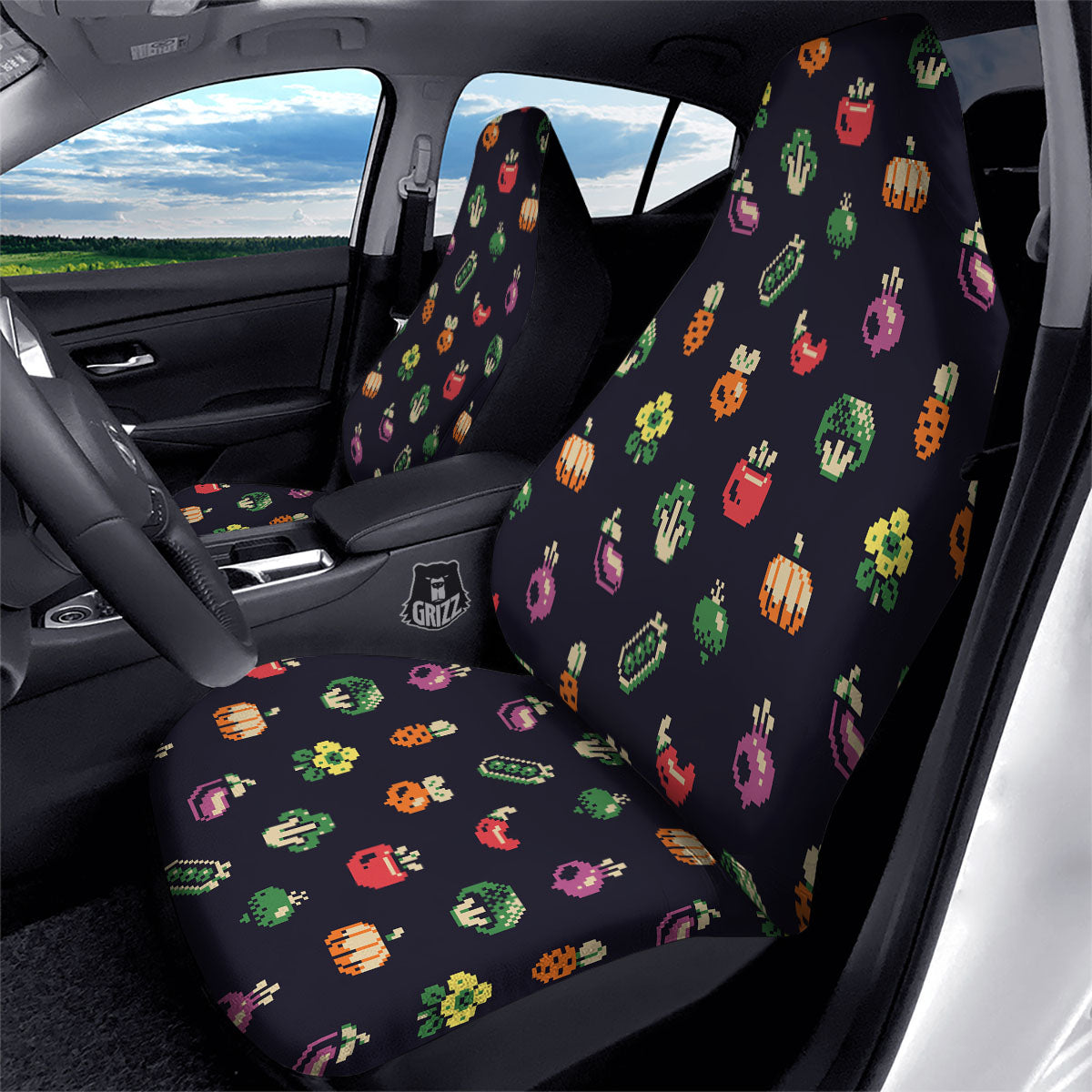 Vegetables Pixel Print Pattern Car Seat Covers-grizzshop