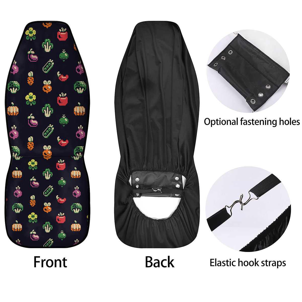 Vegetables Pixel Print Pattern Car Seat Covers-grizzshop