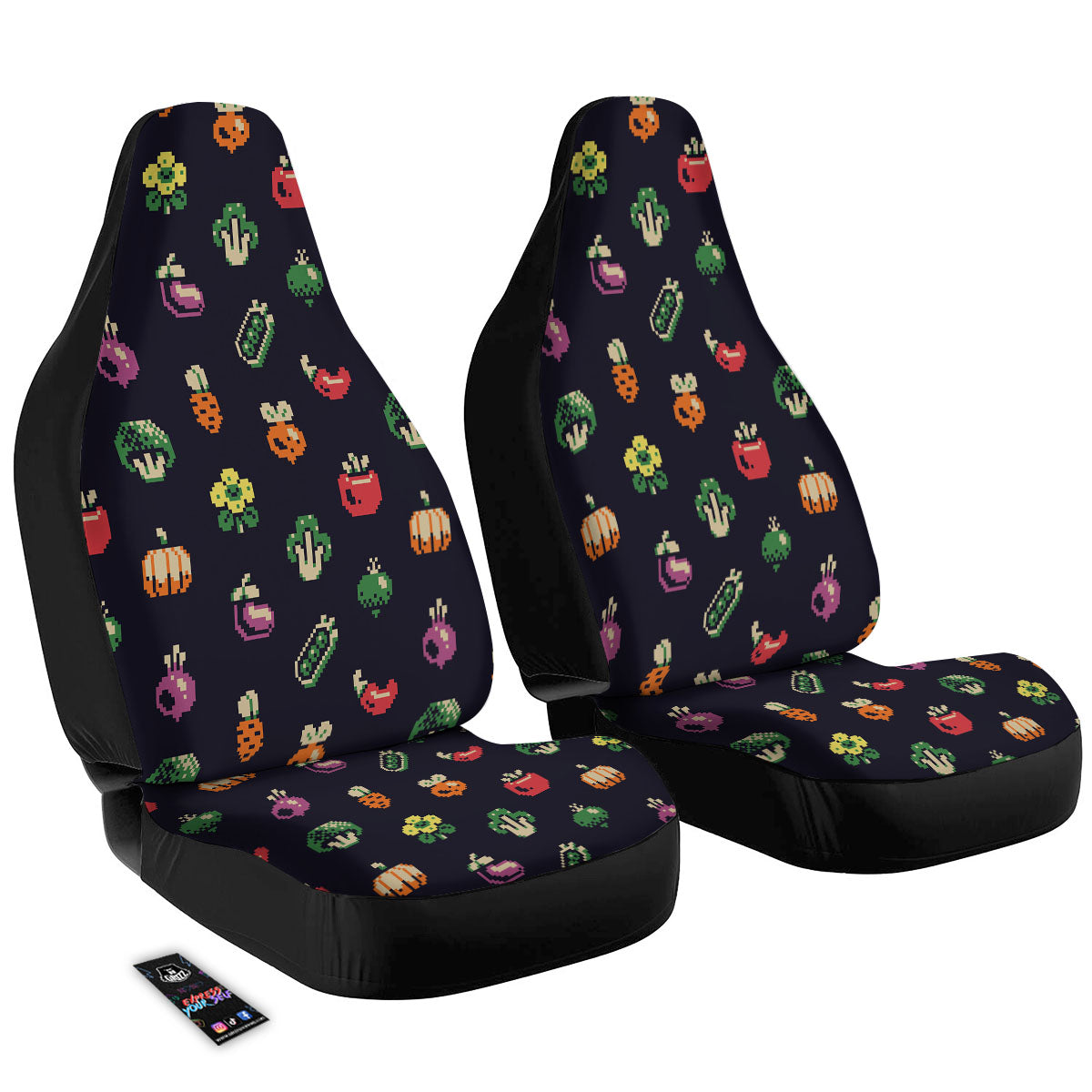 Vegetables Pixel Print Pattern Car Seat Covers-grizzshop