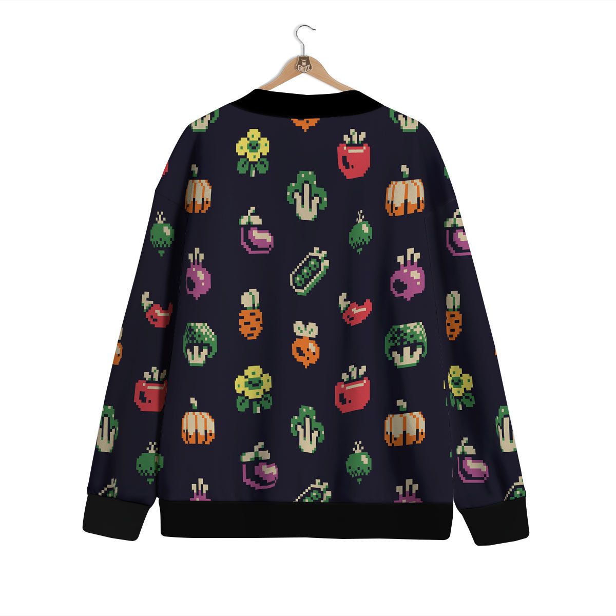 Vegetables Pixel Print Pattern Cardigan-grizzshop