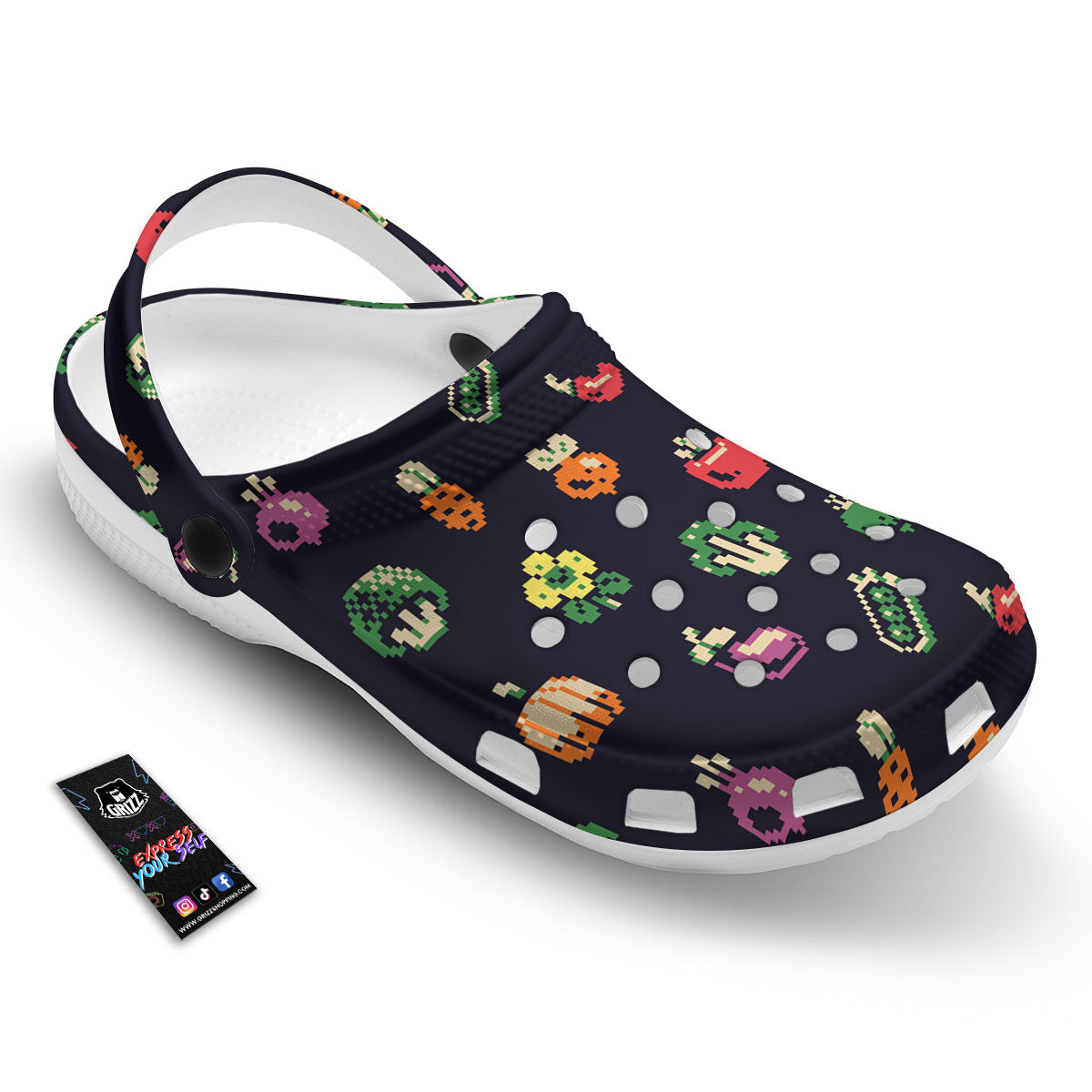 Vegetables Pixel Print Pattern Clog-grizzshop