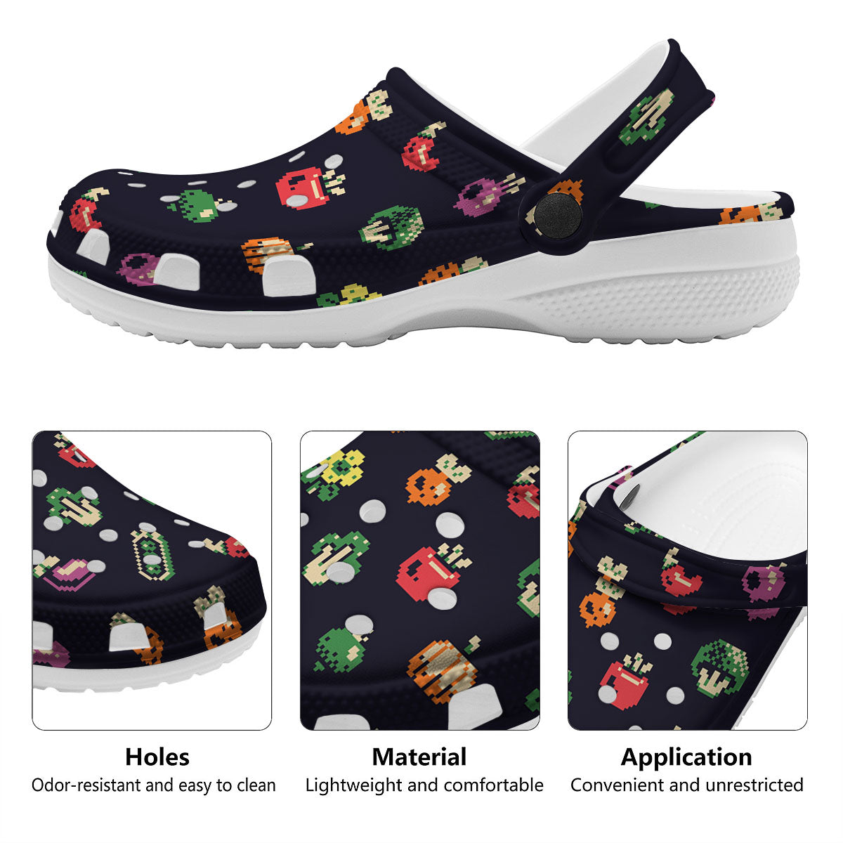 Vegetables Pixel Print Pattern Clog-grizzshop