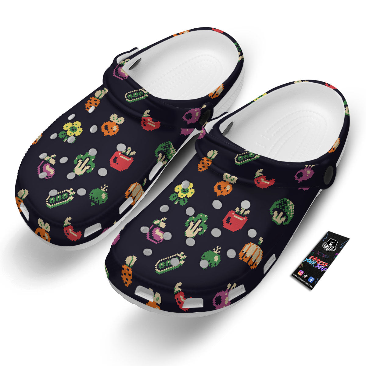 Vegetables Pixel Print Pattern Clog-grizzshop