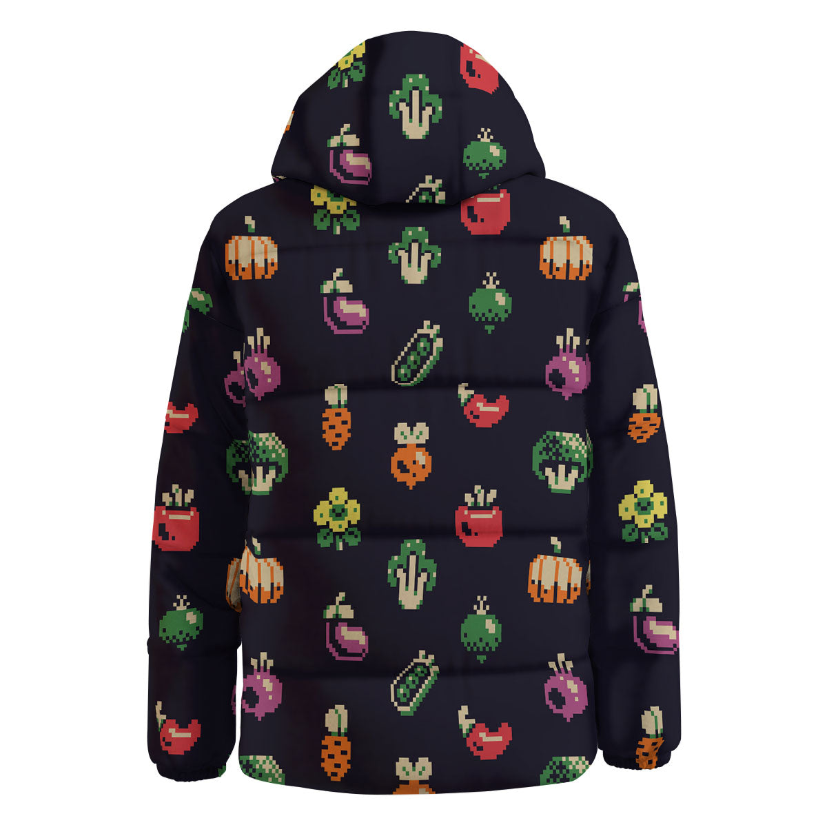Vegetables Pixel Print Pattern Down Jacket-grizzshop