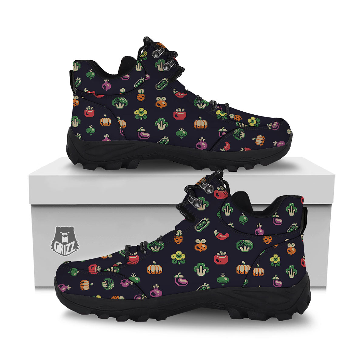 Vegetables Pixel Print Pattern Hiking Shoes-grizzshop