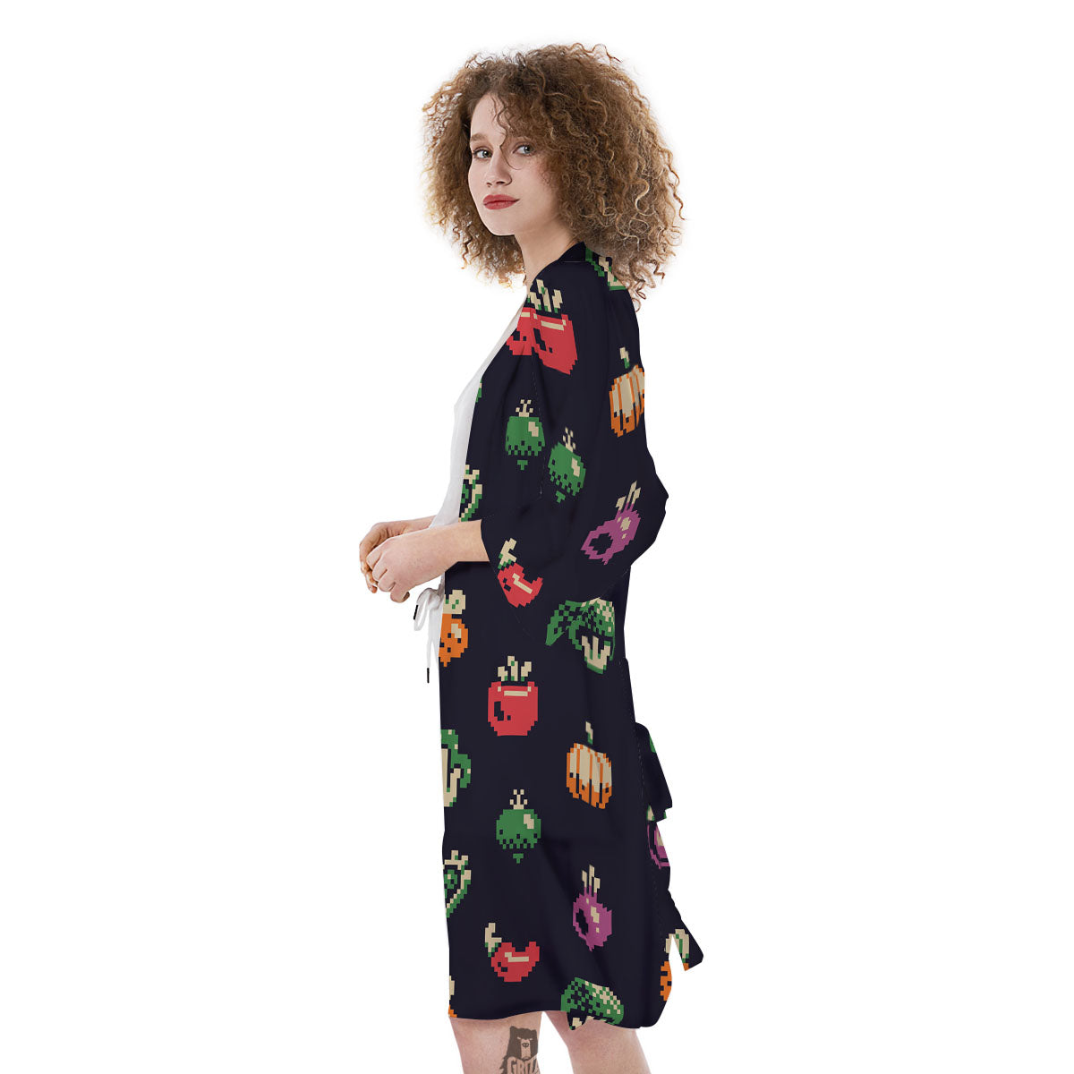 Vegetables Pixel Print Pattern Kimono-grizzshop