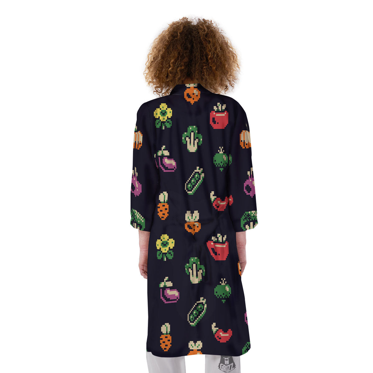 Vegetables Pixel Print Pattern Kimono-grizzshop