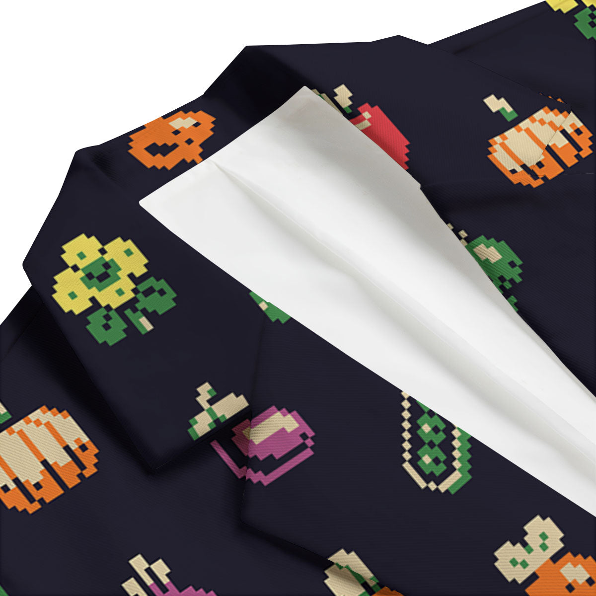 Vegetables Pixel Print Pattern Men's Blazer-grizzshop