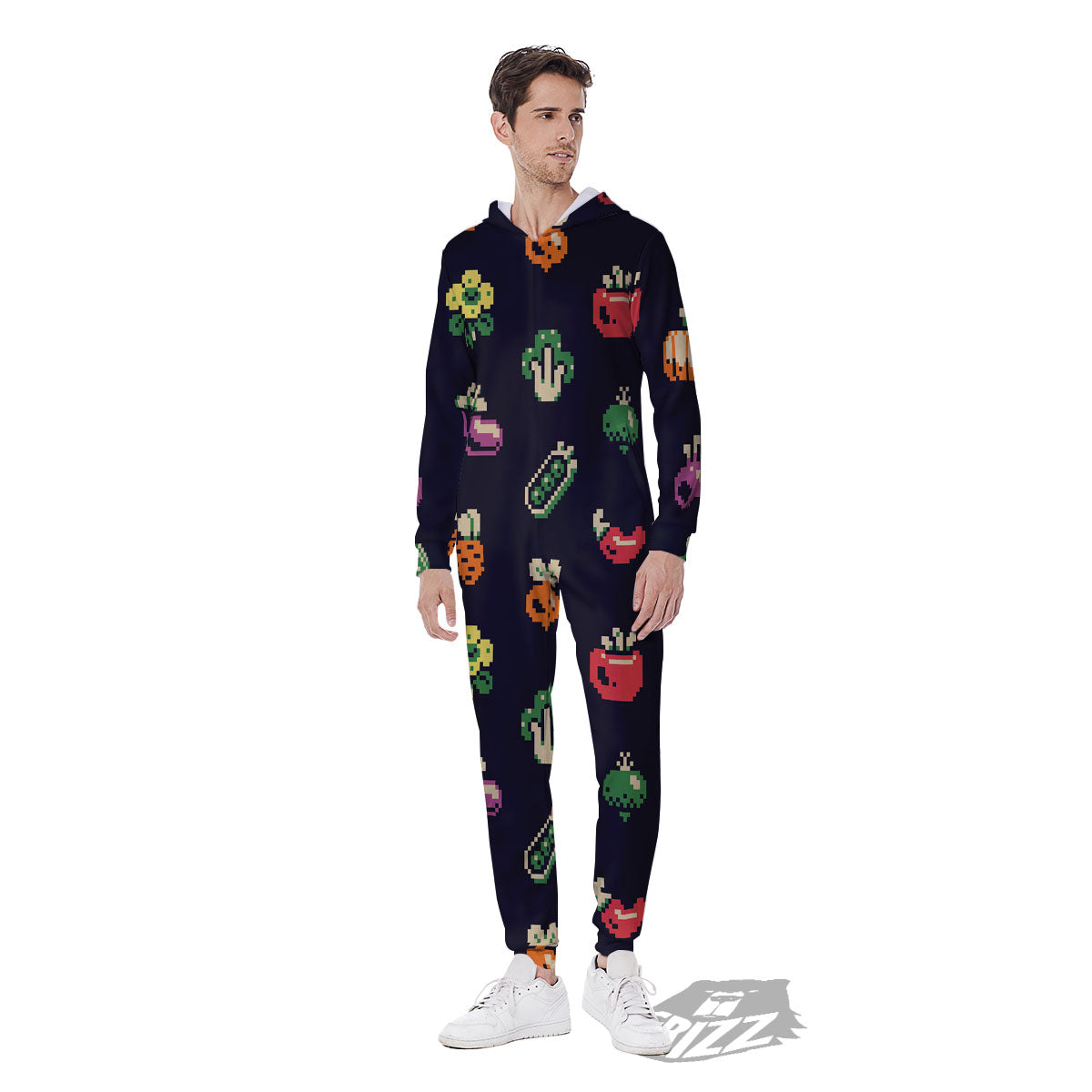Vegetables Pixel Print Pattern Men's Jumpsuit-grizzshop