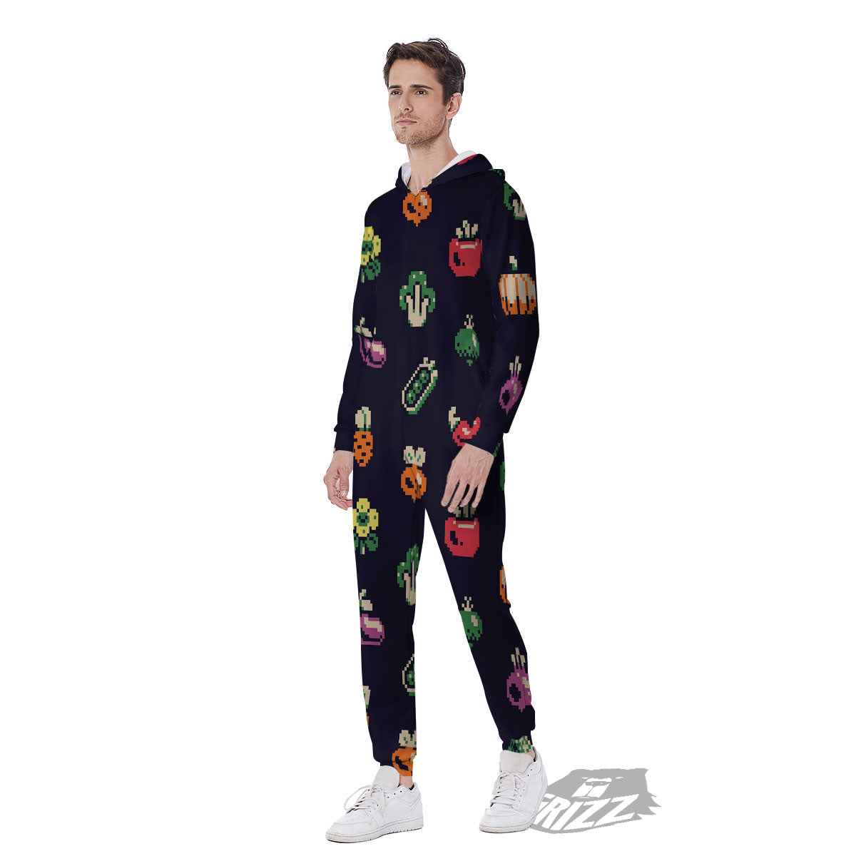 Vegetables Pixel Print Pattern Men's Jumpsuit-grizzshop