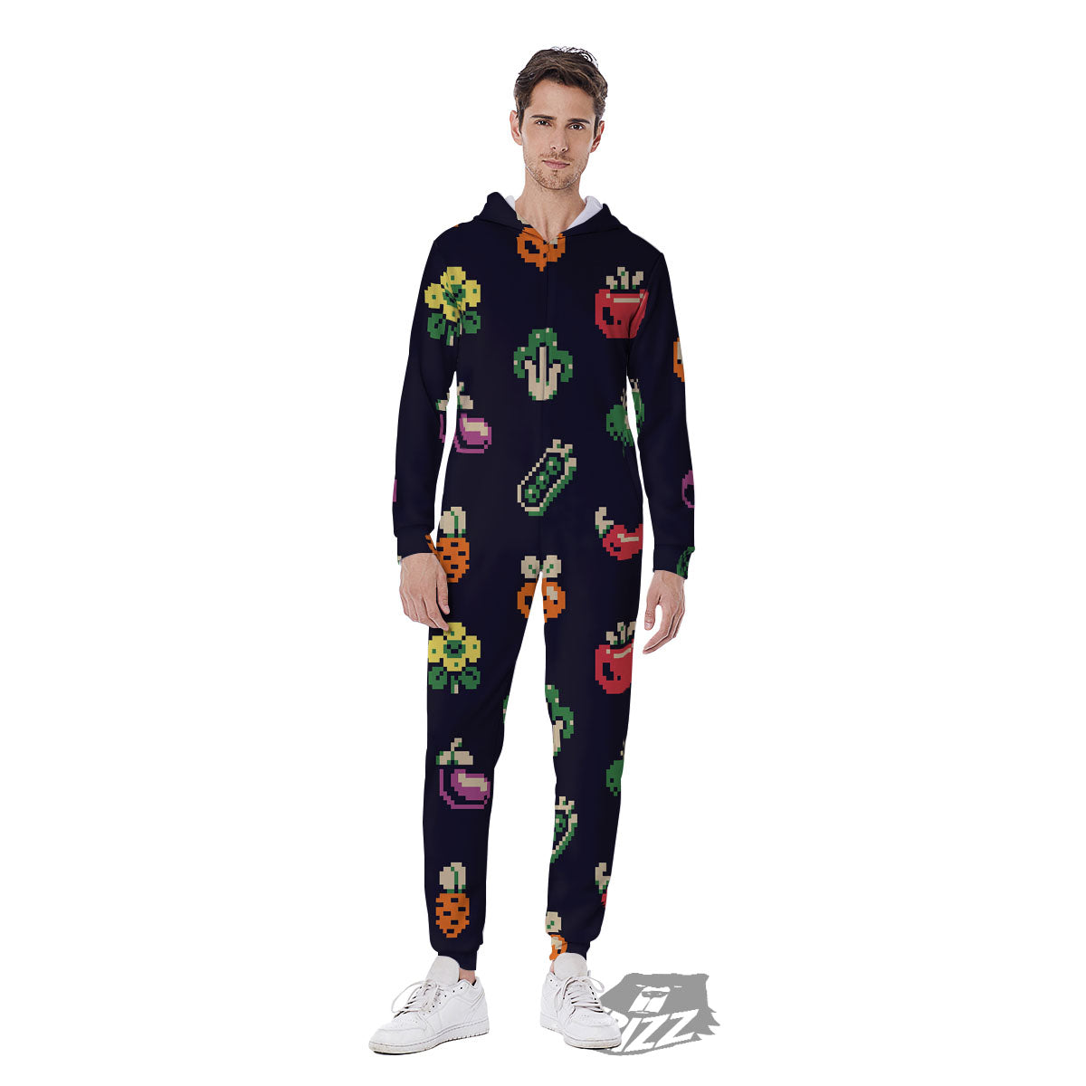 Vegetables Pixel Print Pattern Men's Jumpsuit-grizzshop