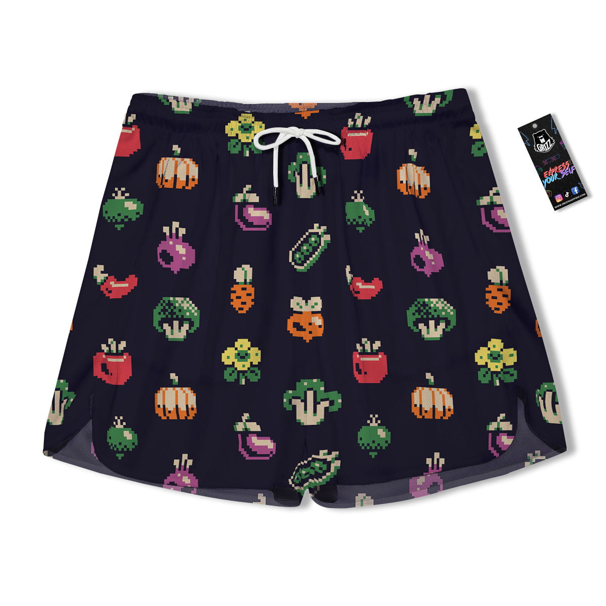 Vegetables Pixel Print Pattern Men's Running Shorts-grizzshop