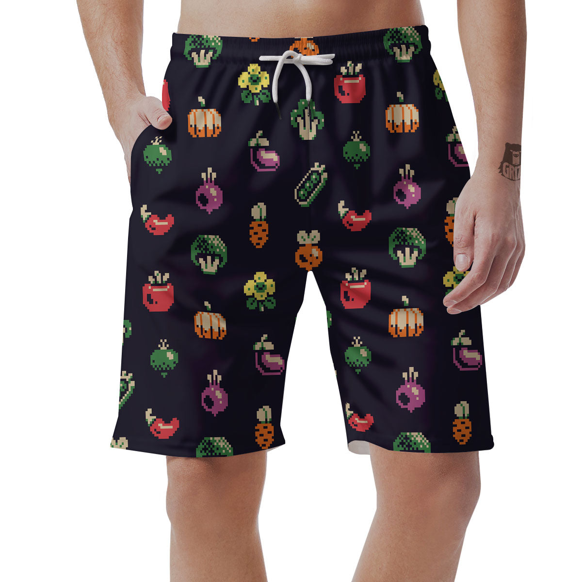 Vegetables Pixel Print Pattern Men's Shorts-grizzshop
