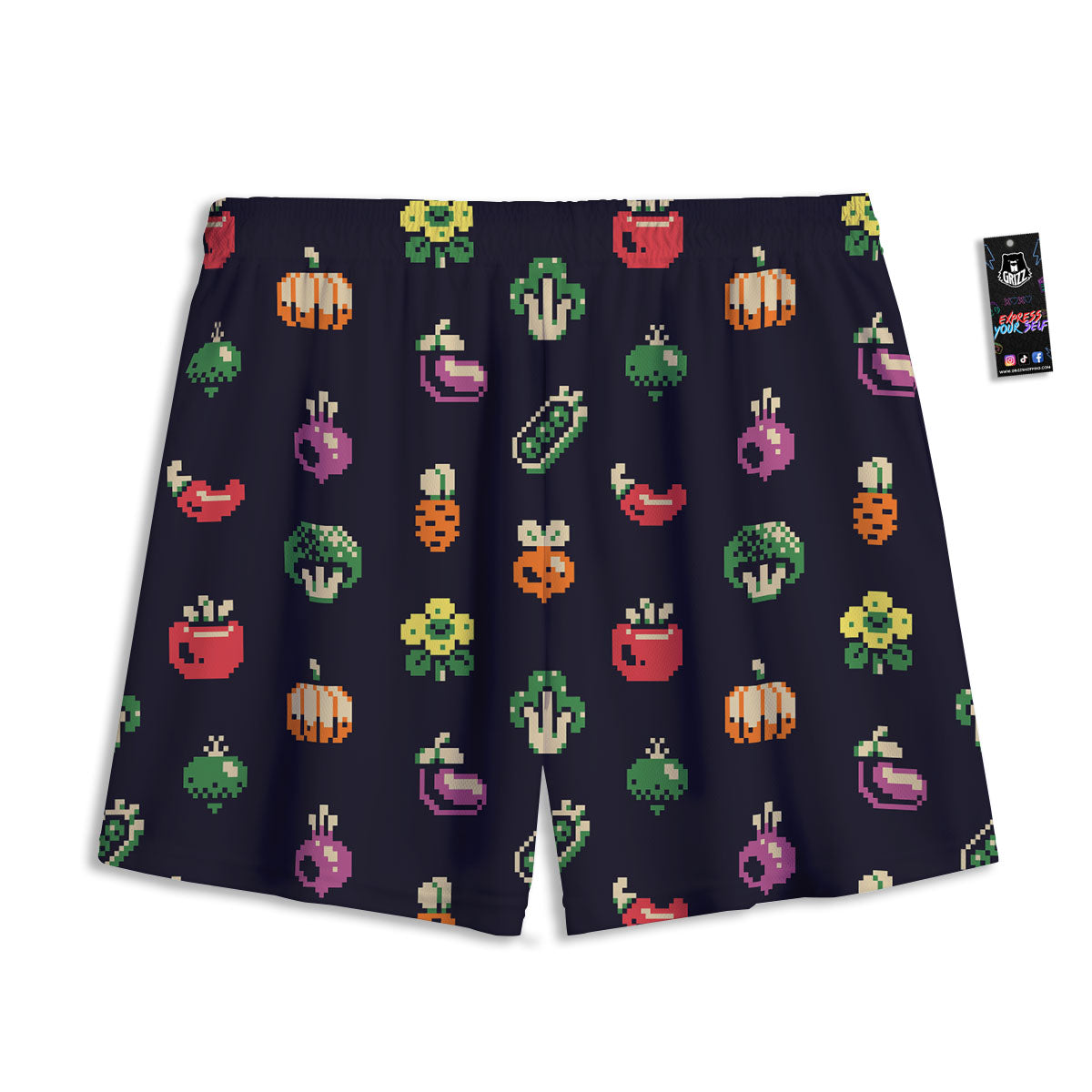 Vegetables Pixel Print Pattern Mesh Shorts-grizzshop