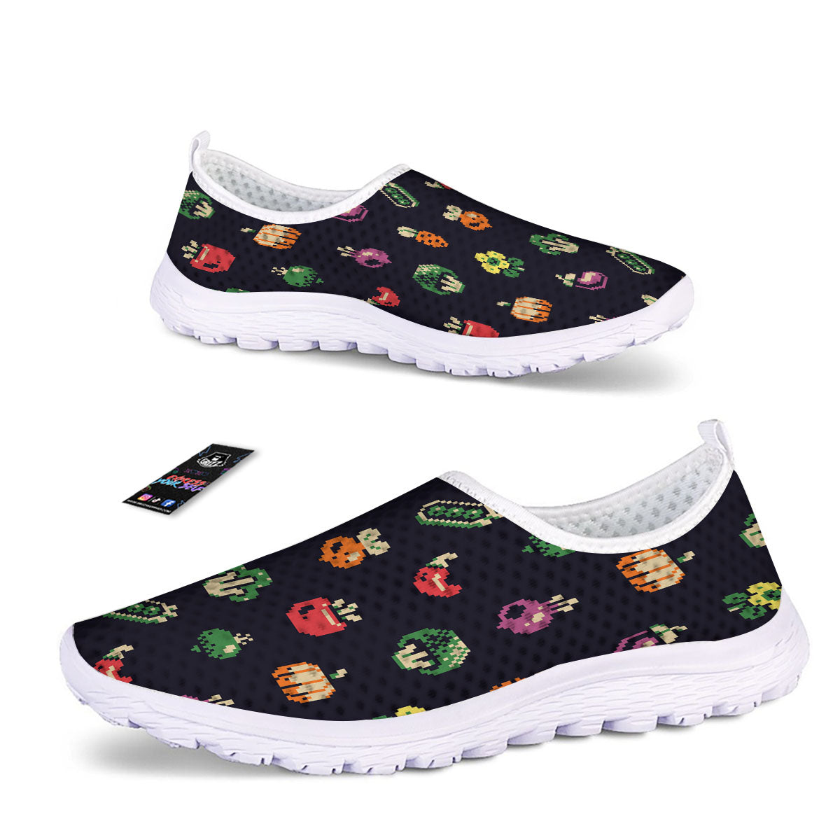 Vegetables Pixel Print Pattern Nurse Shoes-grizzshop
