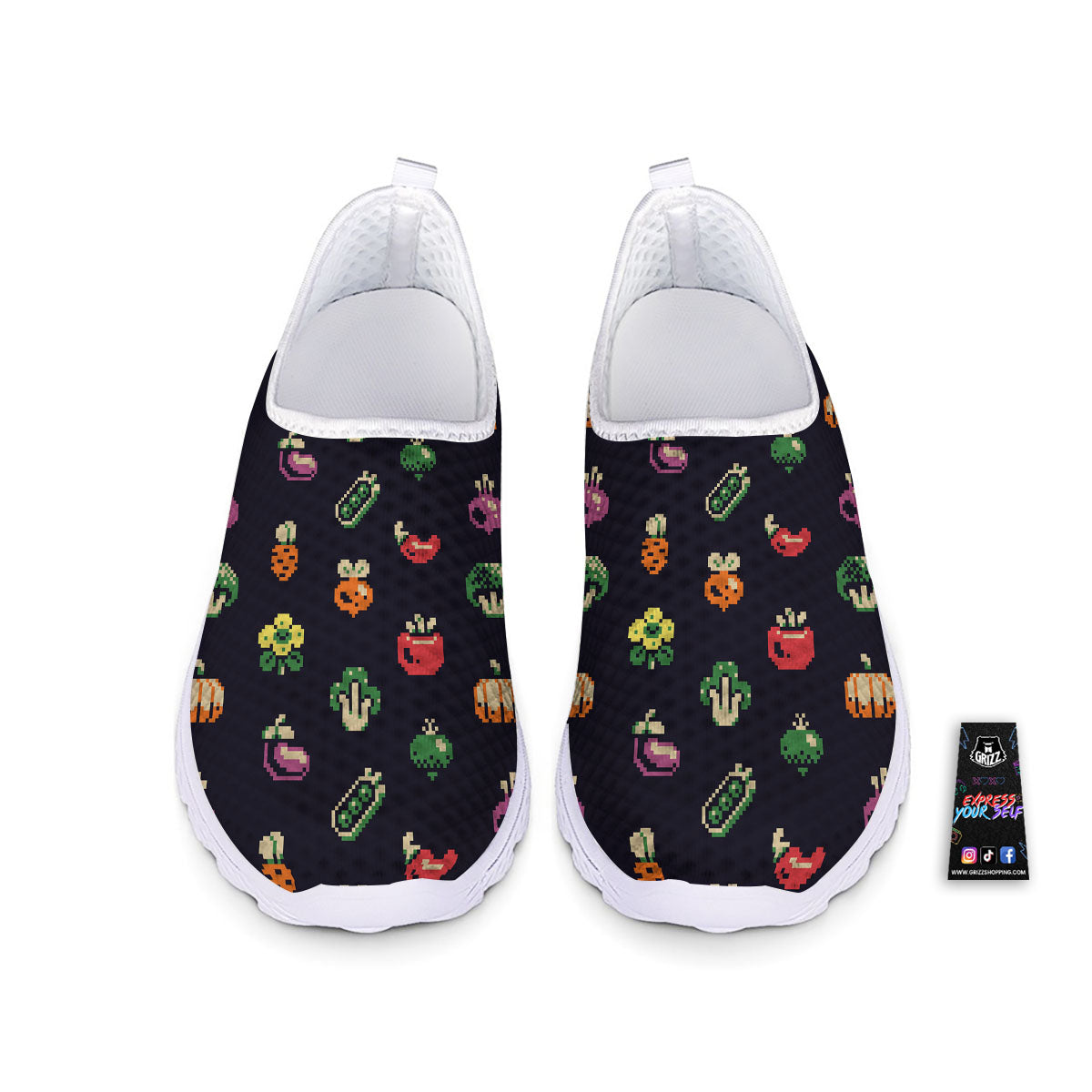 Vegetables Pixel Print Pattern Nurse Shoes-grizzshop