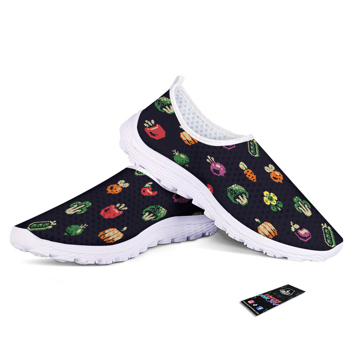 Vegetables Pixel Print Pattern Nurse Shoes-grizzshop