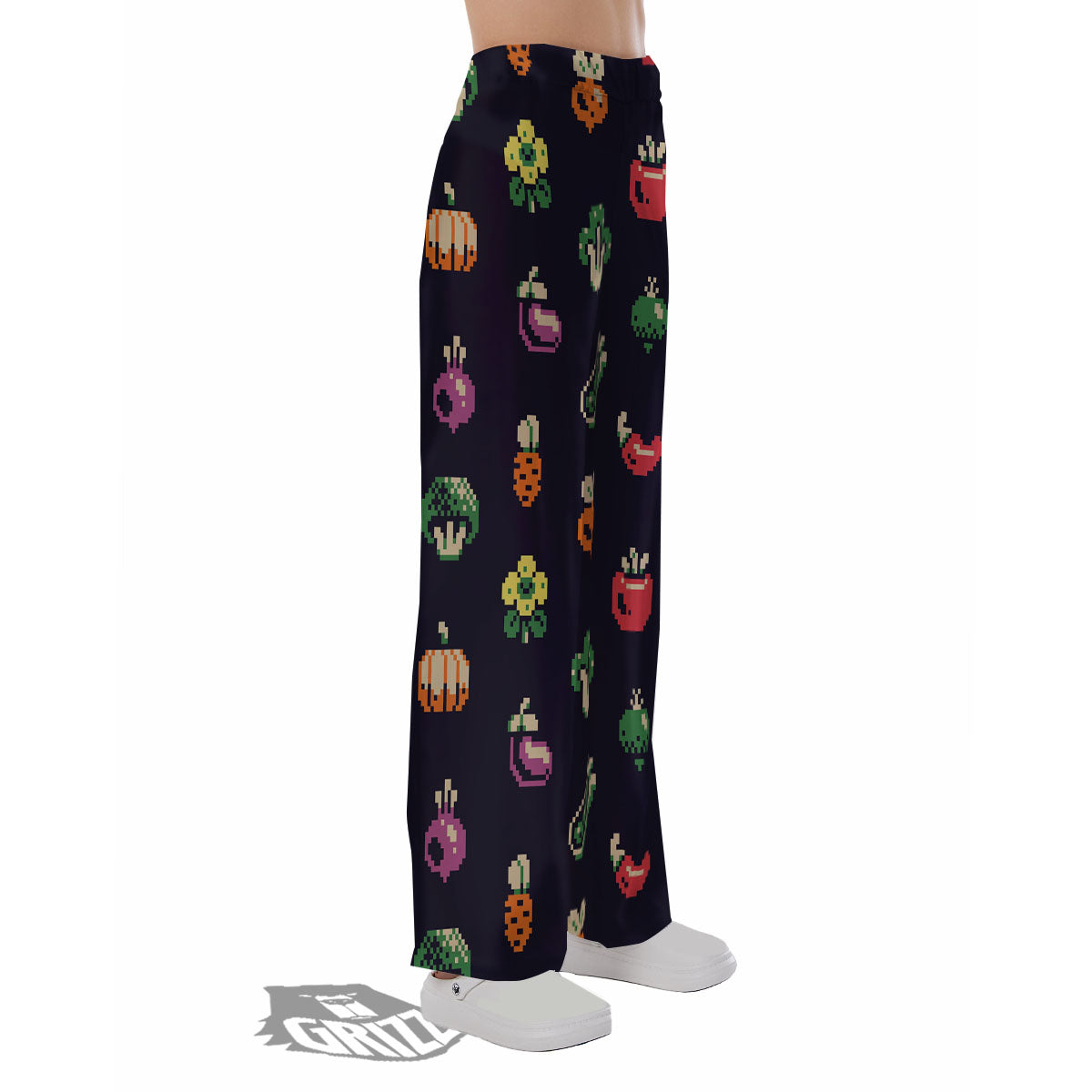 Vegetables Pixel Print Pattern Pajama Pants-grizzshop
