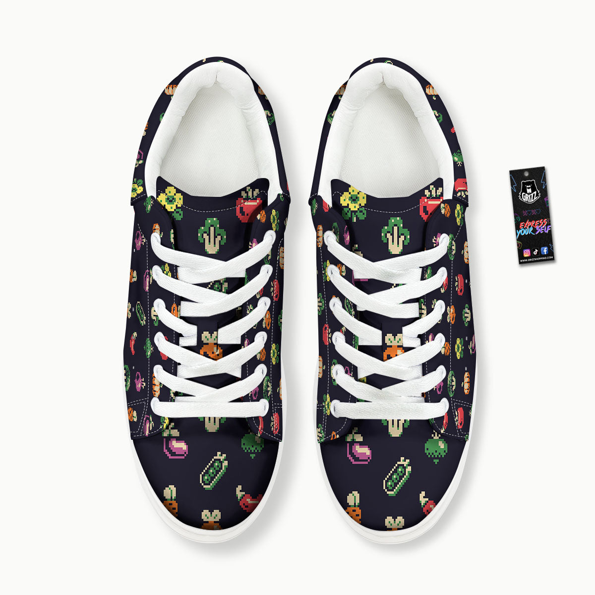 Vegetables Pixel Print Pattern Platform Shoes-grizzshop