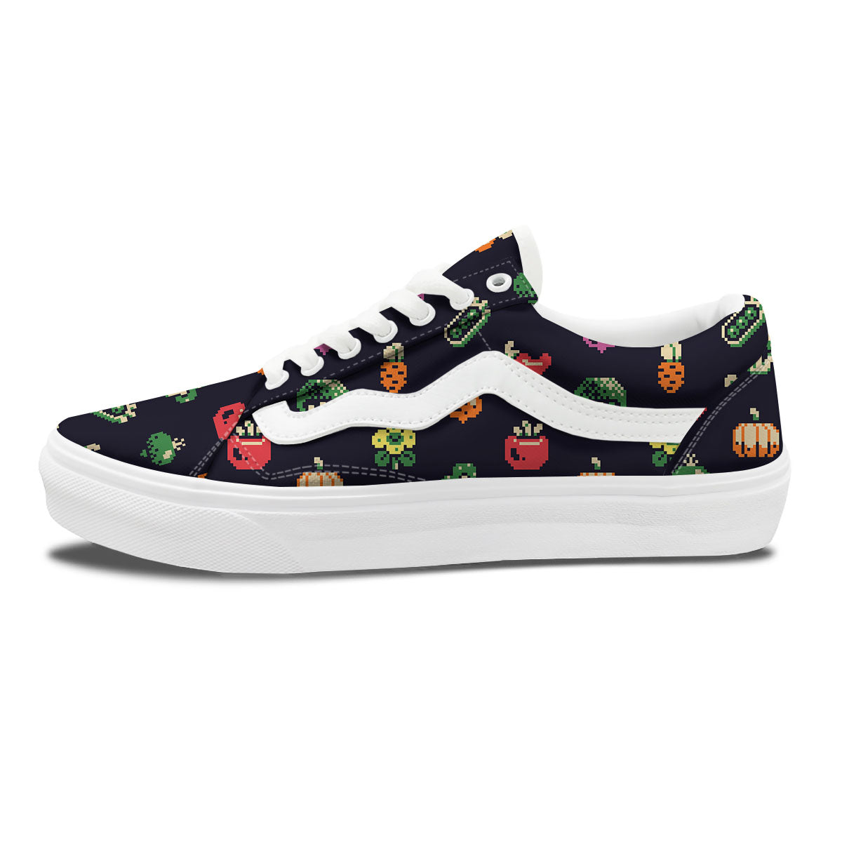 Vegetables Pixel Print Pattern Skate Shoes-grizzshop