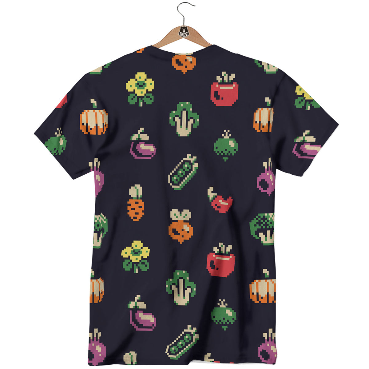 Vegetables Pixel Print Pattern T-Shirt-grizzshop