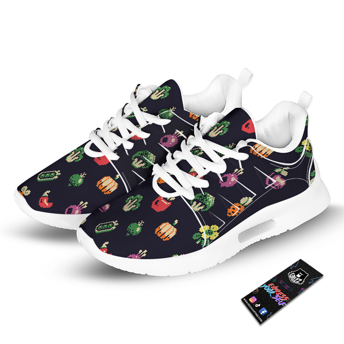 Vegetables Pixel Print Pattern Tennis Shoes-grizzshop