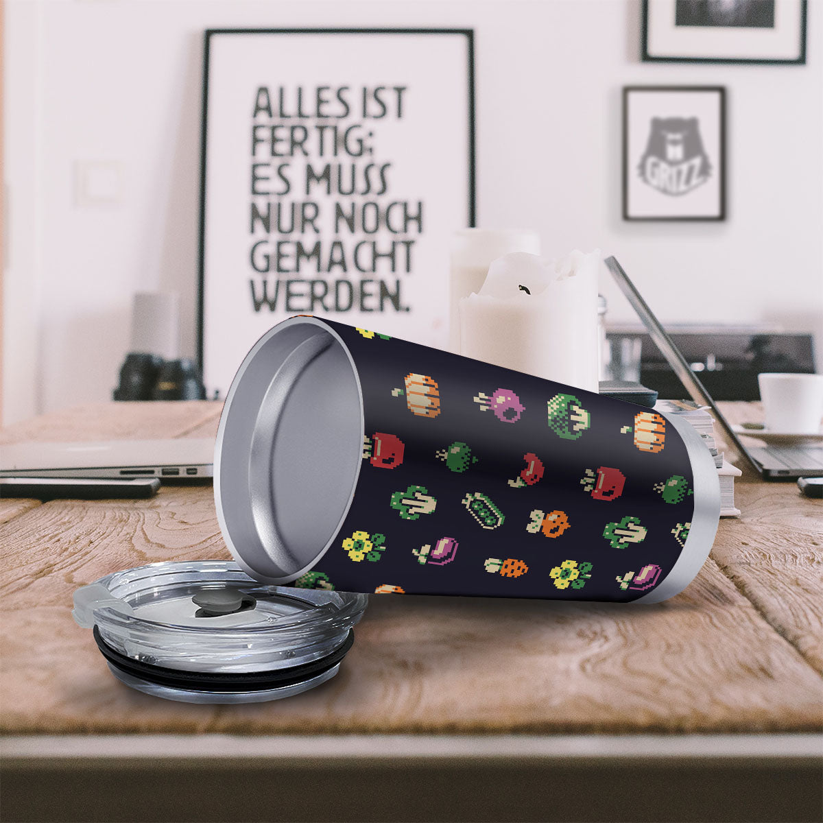 Vegetables Pixel Print Pattern Tumbler-grizzshop