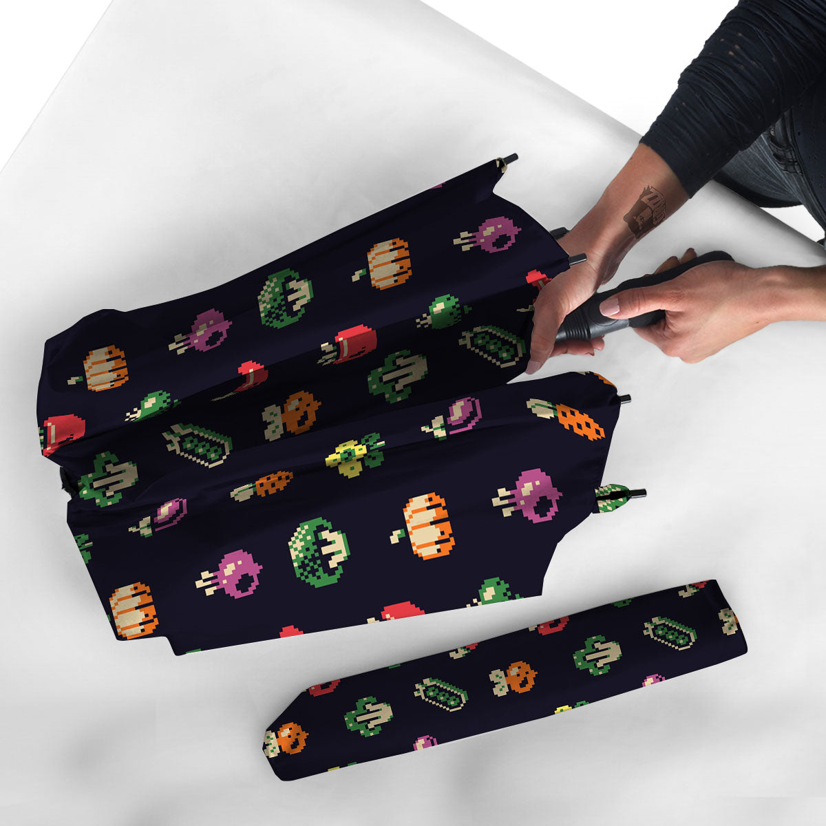 Vegetables Pixel Print Pattern Umbrella-grizzshop