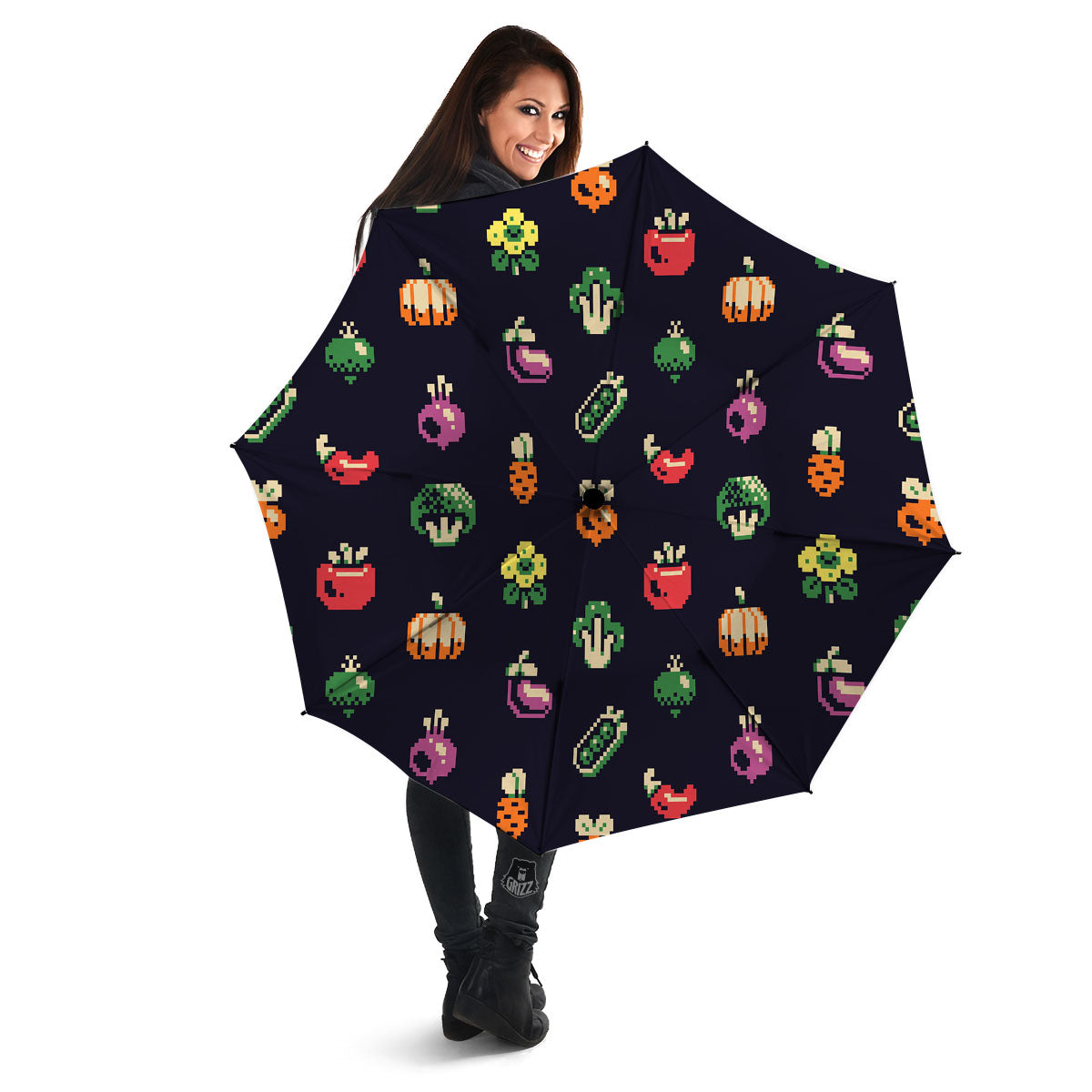 Vegetables Pixel Print Pattern Umbrella-grizzshop
