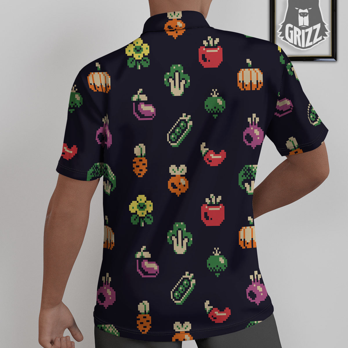 Vegetables Pixel Print Pattern Untucked Shirts-grizzshop
