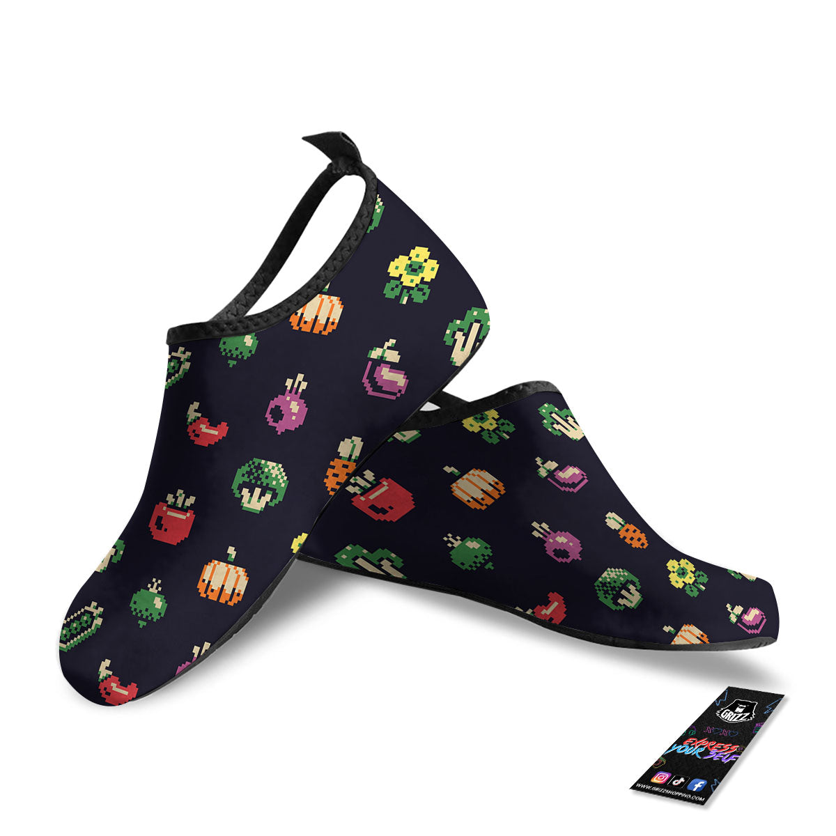 Vegetables Pixel Print Pattern Water Shoes-grizzshop