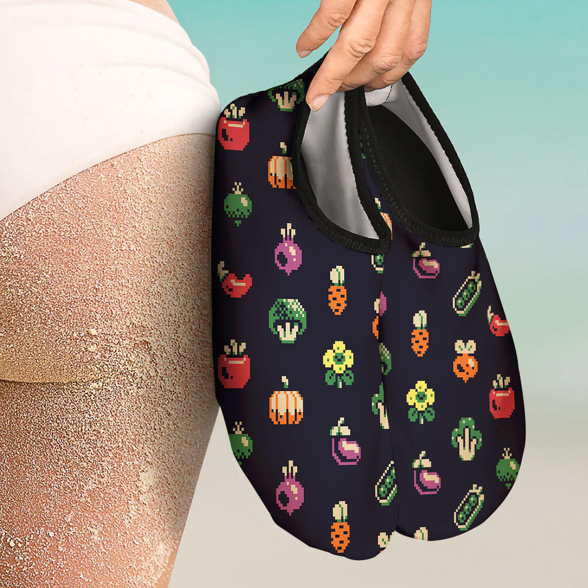 Vegetables Pixel Print Pattern Water Shoes-grizzshop