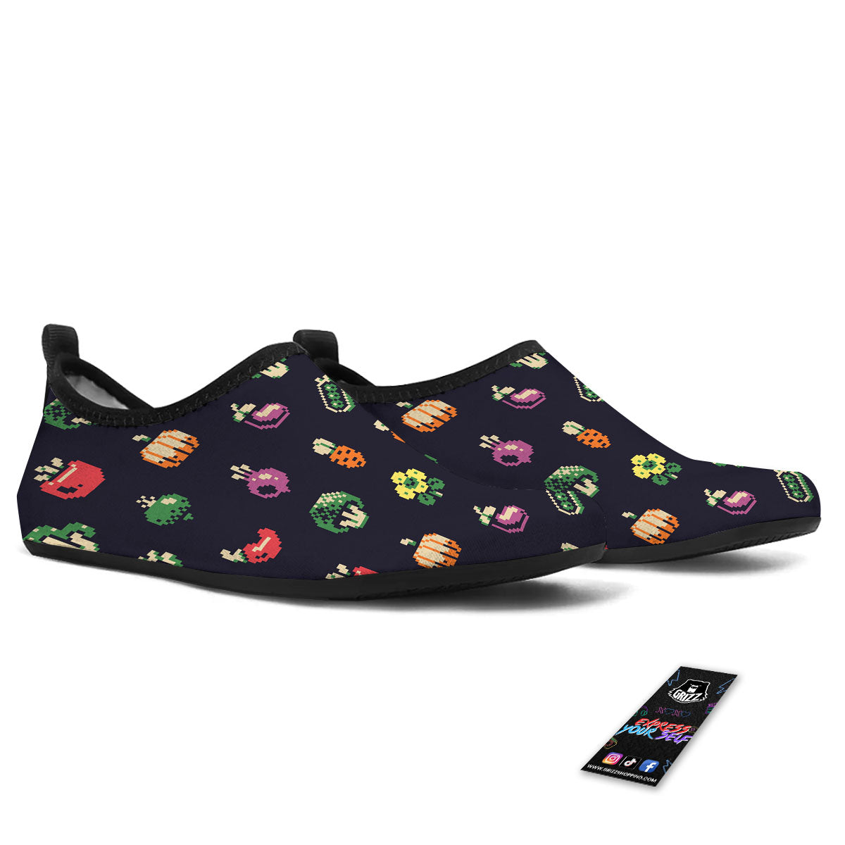 Vegetables Pixel Print Pattern Water Shoes-grizzshop