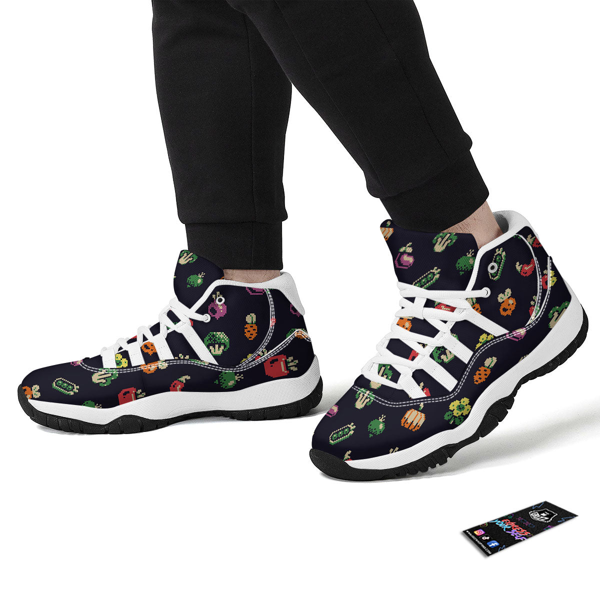 Vegetables Pixel Print Pattern White Bball Shoes-grizzshop