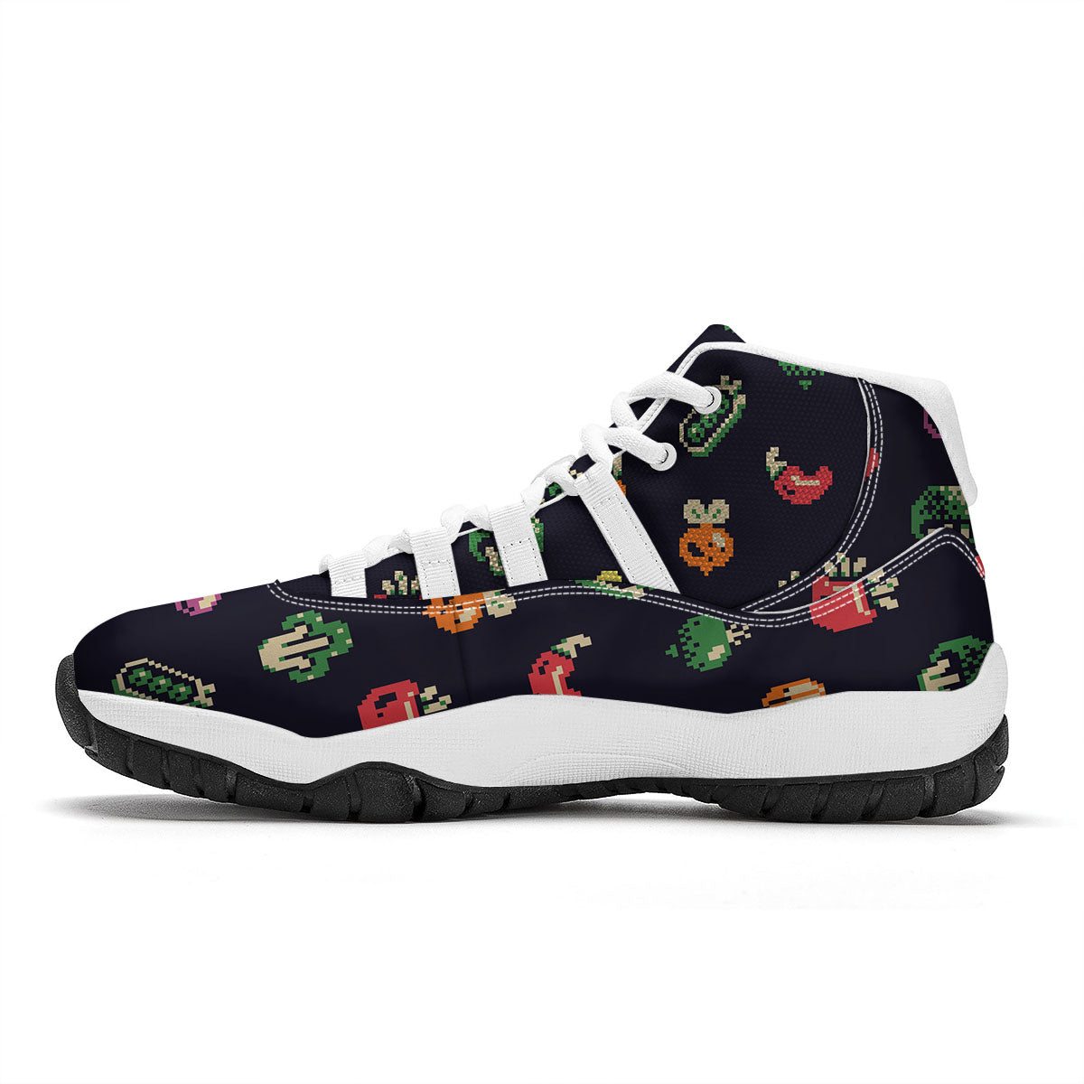 Vegetables Pixel Print Pattern White Bball Shoes-grizzshop