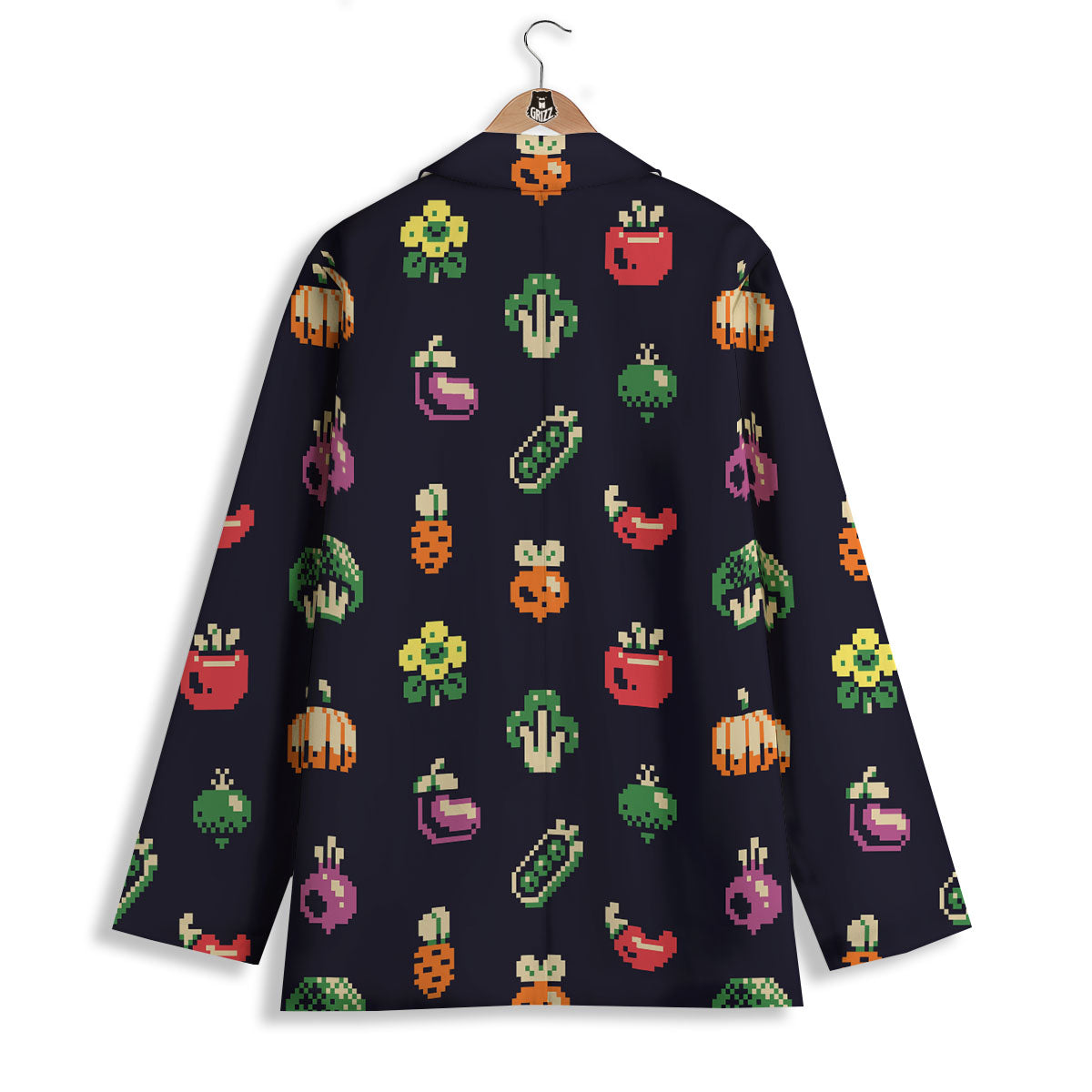 Vegetables Pixel Print Pattern Women's Blazer-grizzshop