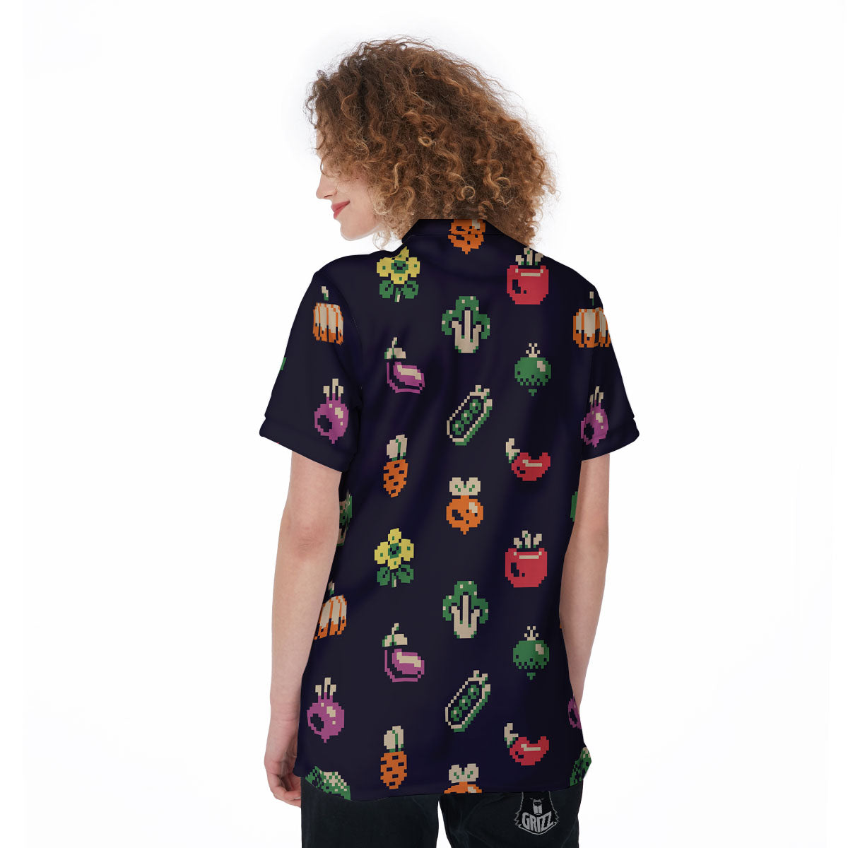 Vegetables Pixel Print Pattern Women's Golf Shirts-grizzshop