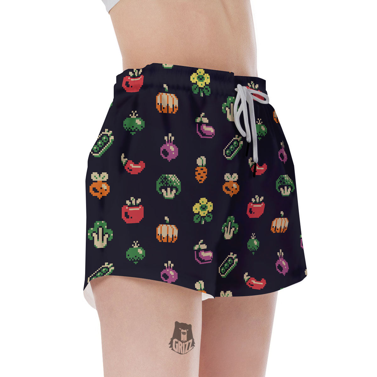 Vegetables Pixel Print Pattern Women's Shorts-grizzshop