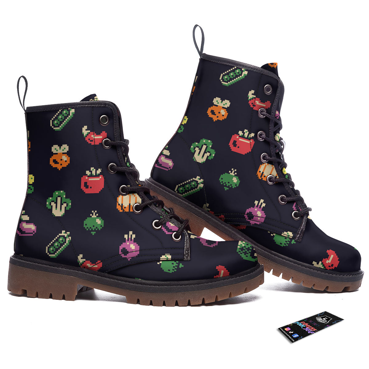 Vegetables Pixel Print Pattern Work Boots-grizzshop