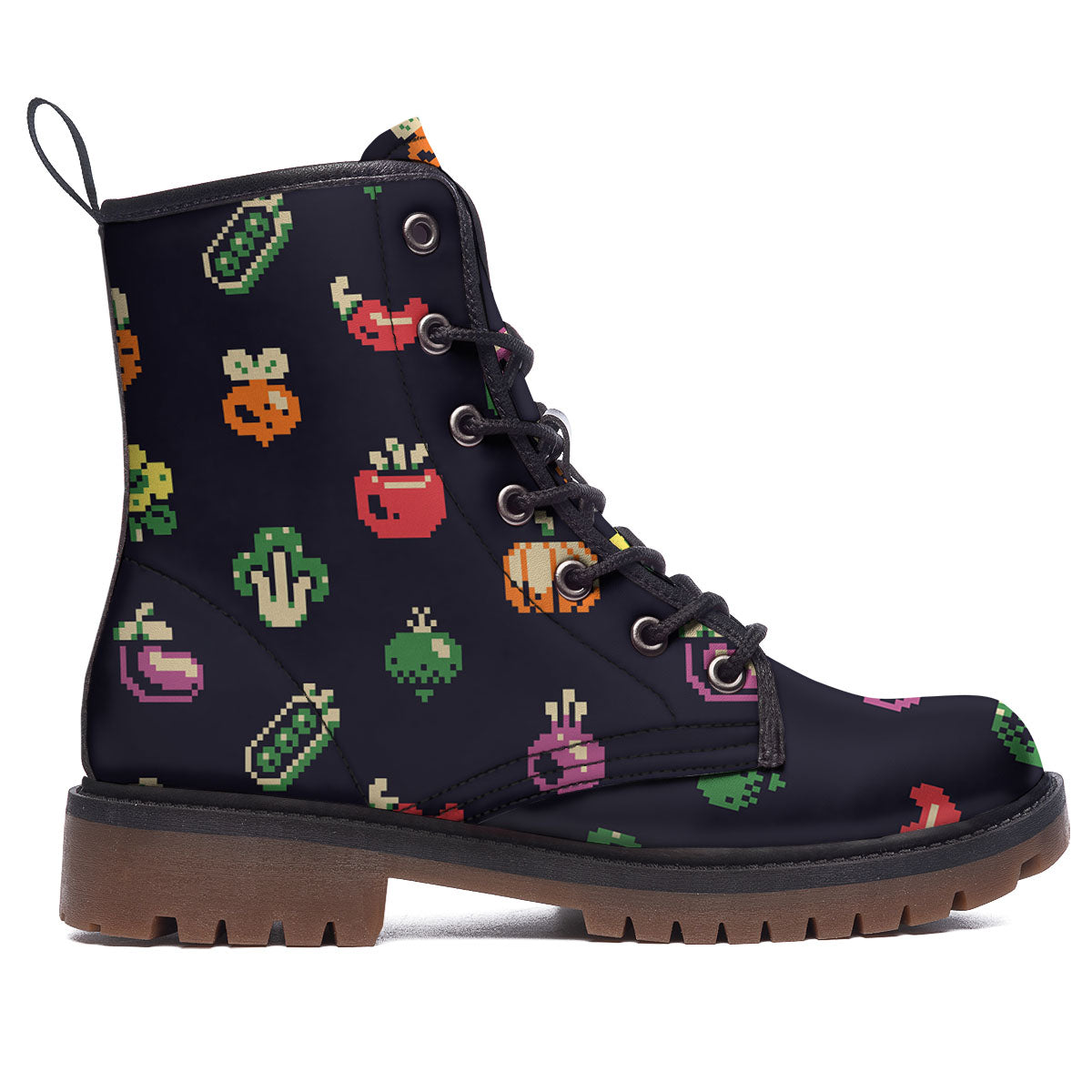 Vegetables Pixel Print Pattern Work Boots-grizzshop