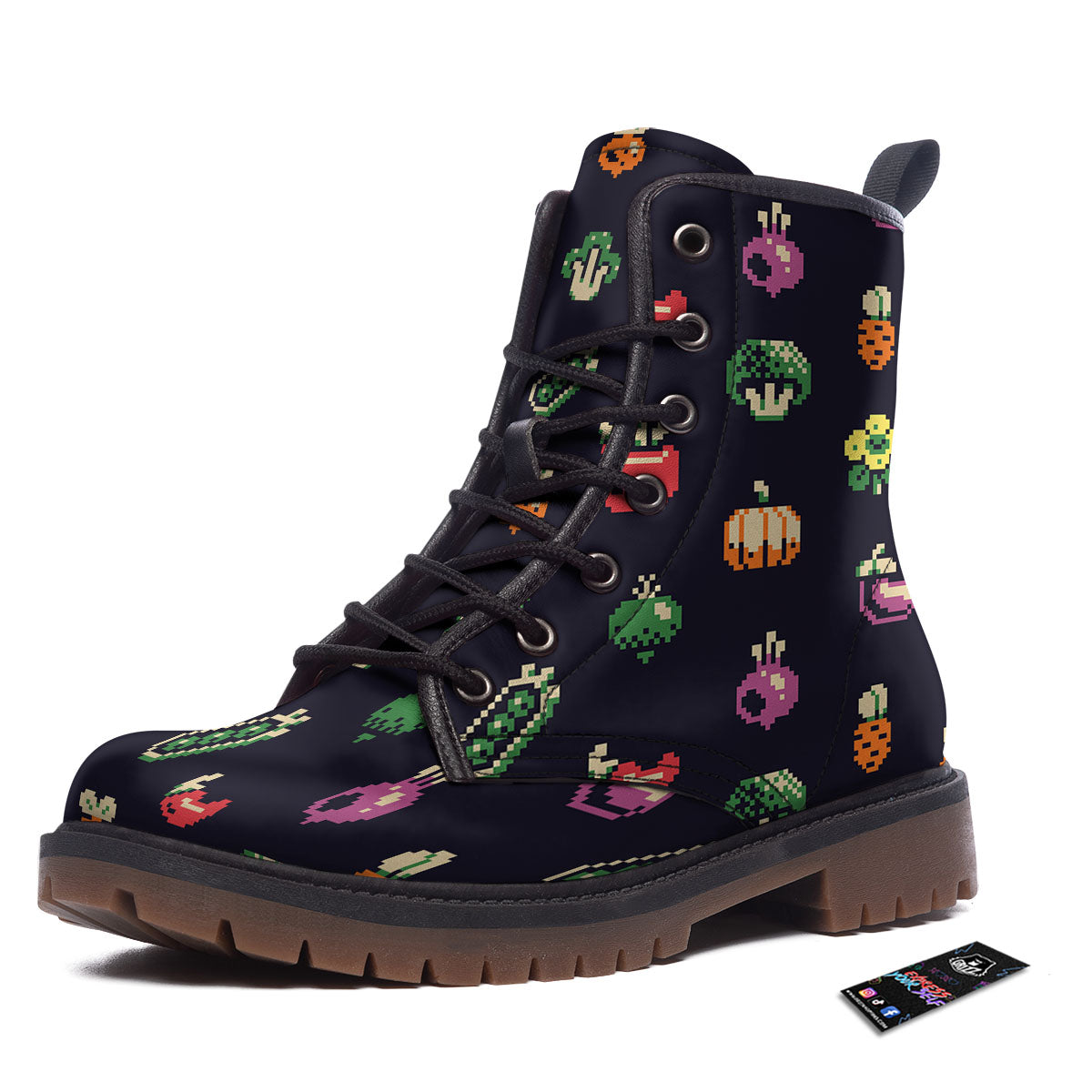 Vegetables Pixel Print Pattern Work Boots-grizzshop